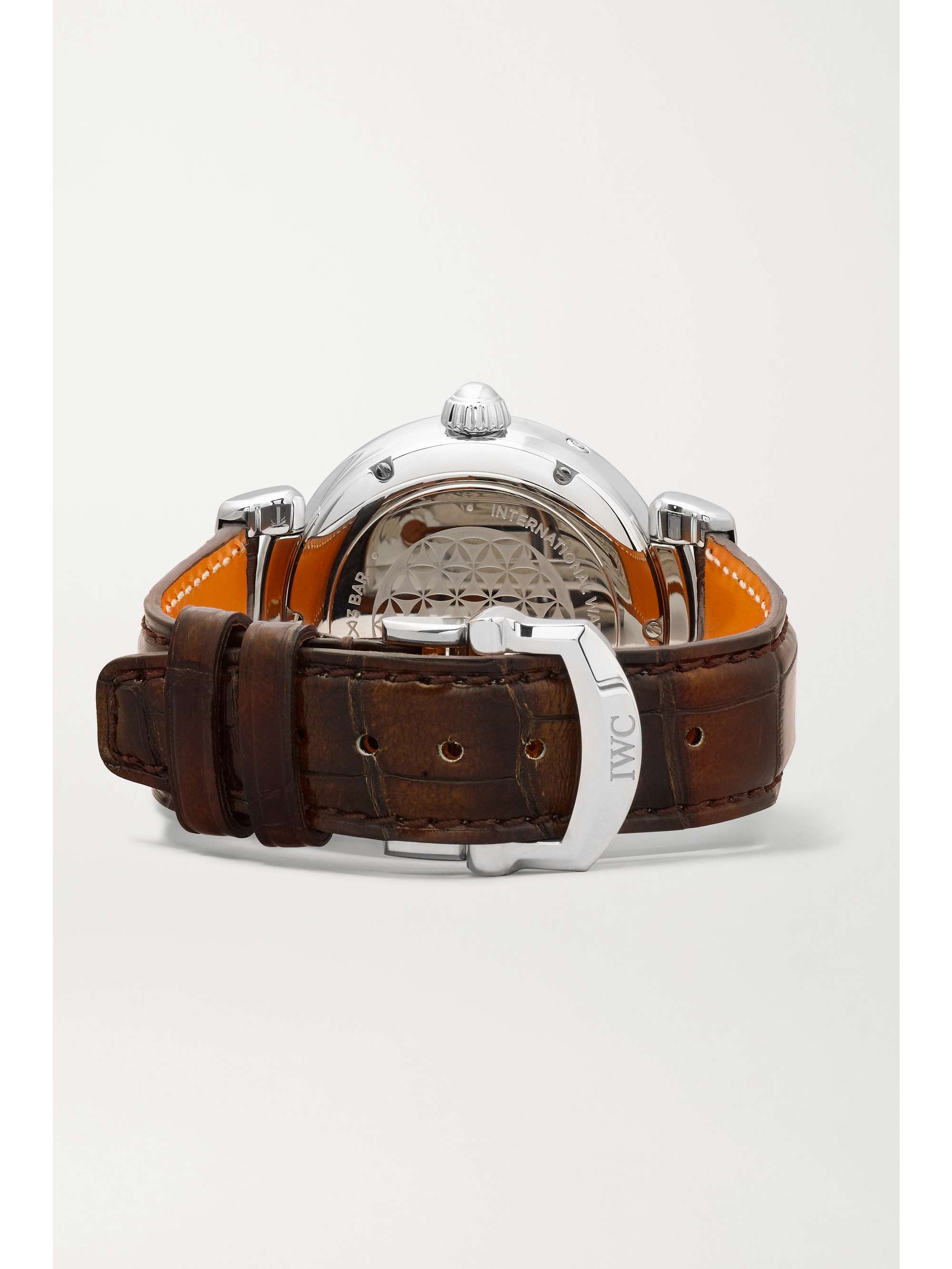 IWC SCHAFFHAUSEN Montre en acier inoxydable et diamants à bracelet en alligator Da Vinci Automatic Moon Phase, 36 mm