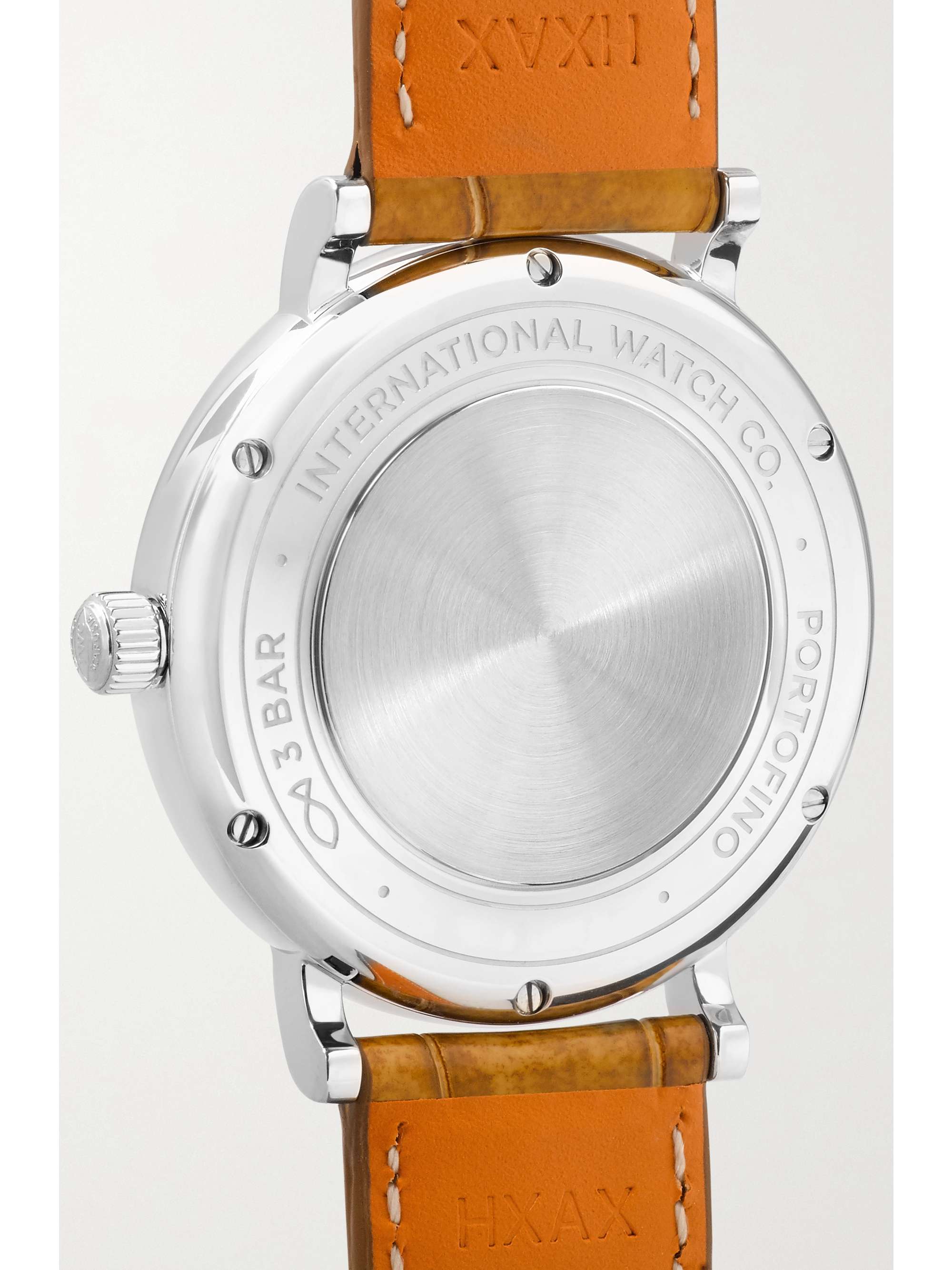 IWC SCHAFFHAUSEN Montre en acier inoxydable et diamants à bracelet en cuir Portofino Automatic, 37 mm