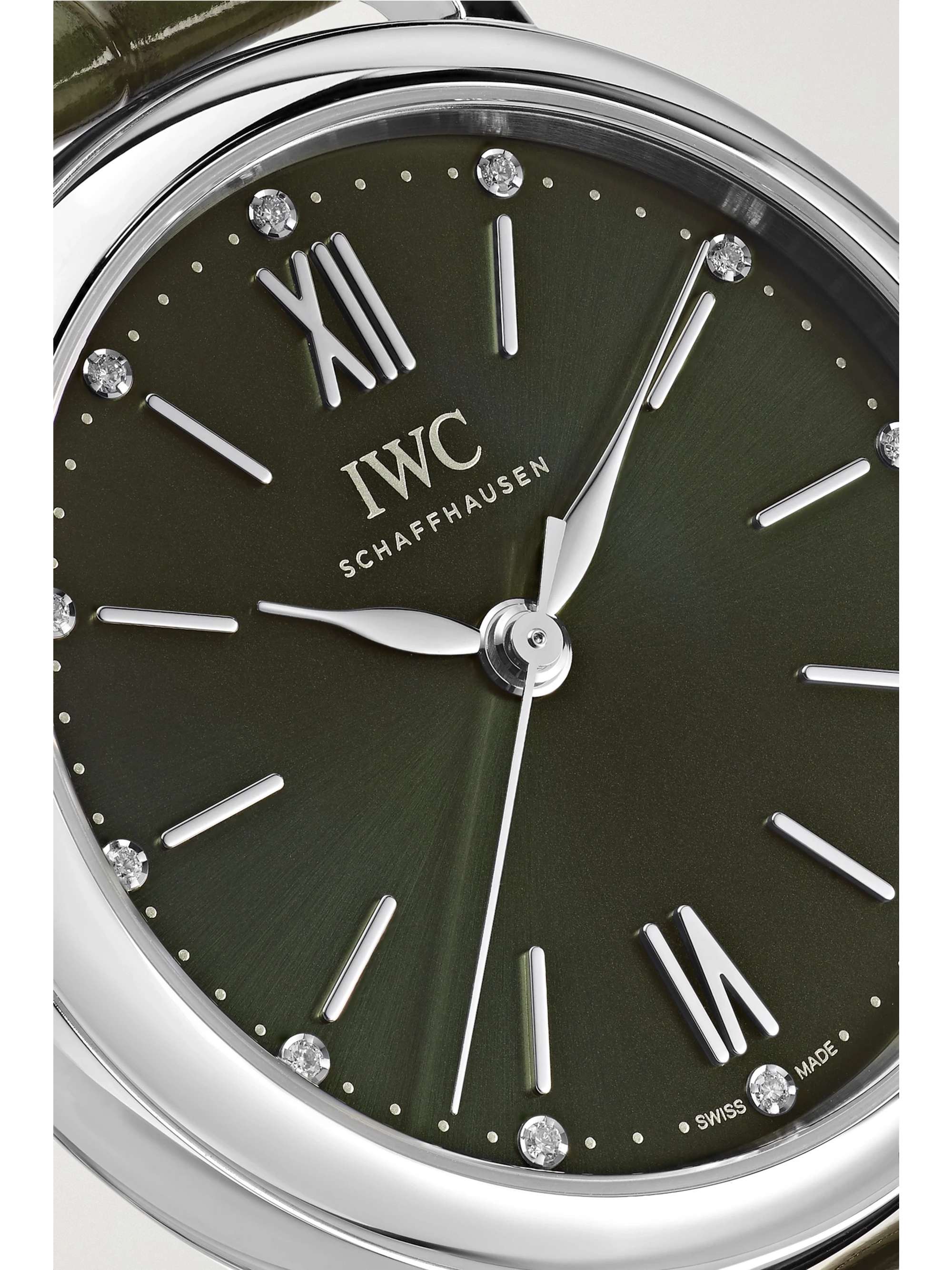 IWC SCHAFFHAUSEN Portofino Automatic 34mm stainless steel, alligator and diamond watch