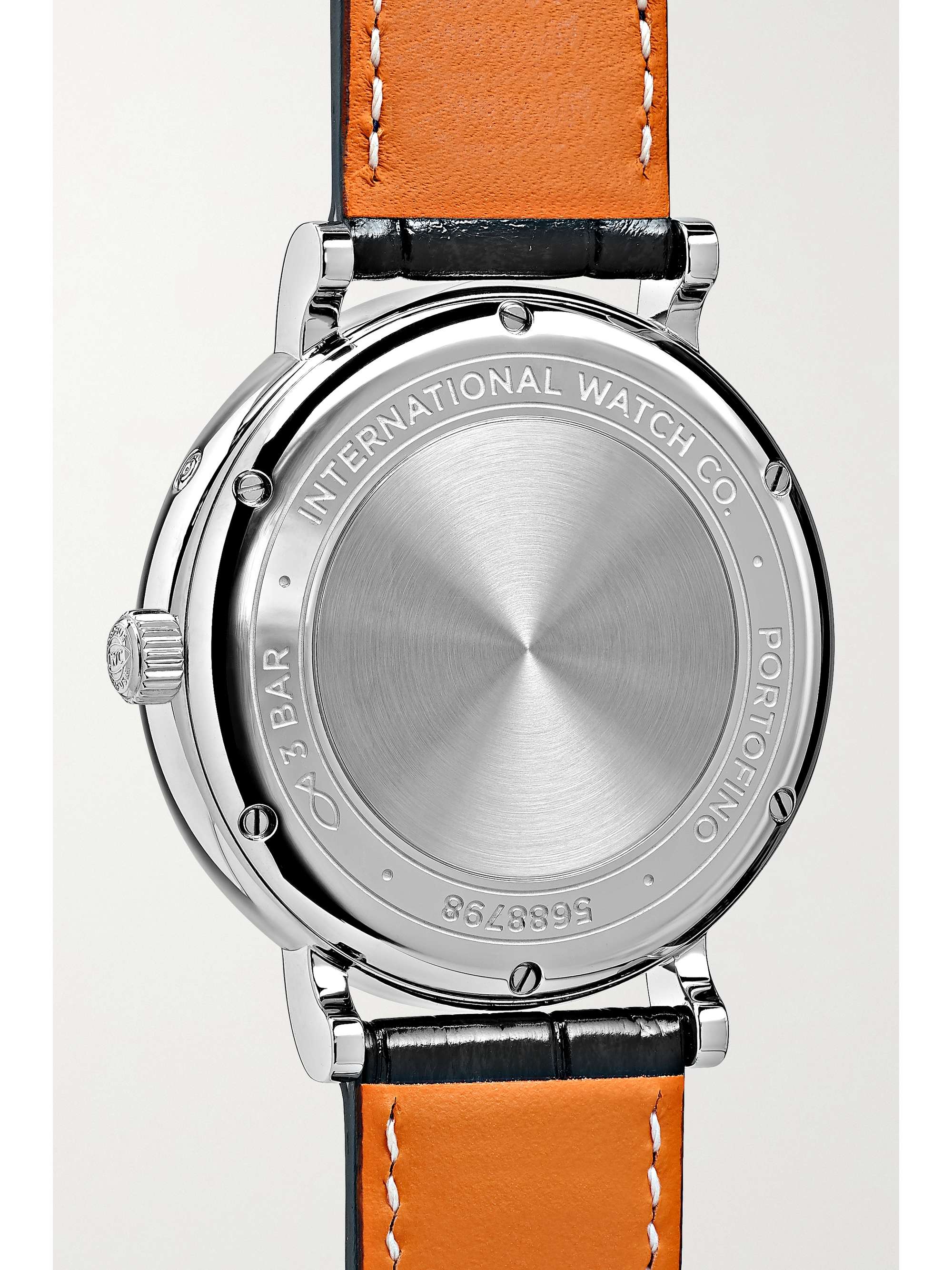 IWC SCHAFFHAUSEN Portofino Automatic Moon Phase 37mm stainless steel, textured-leather and diamond watch