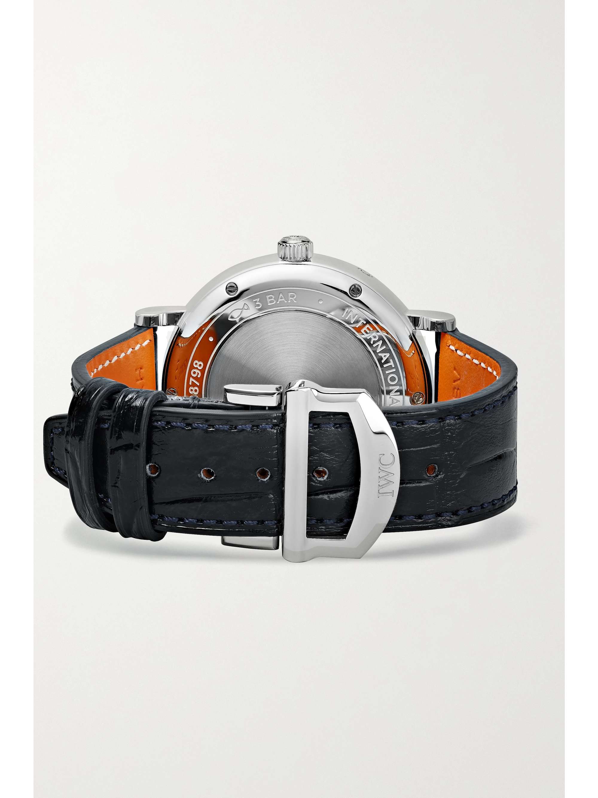 IWC SCHAFFHAUSEN Portofino Automatic Moon Phase 37mm stainless steel, textured-leather and diamond watch