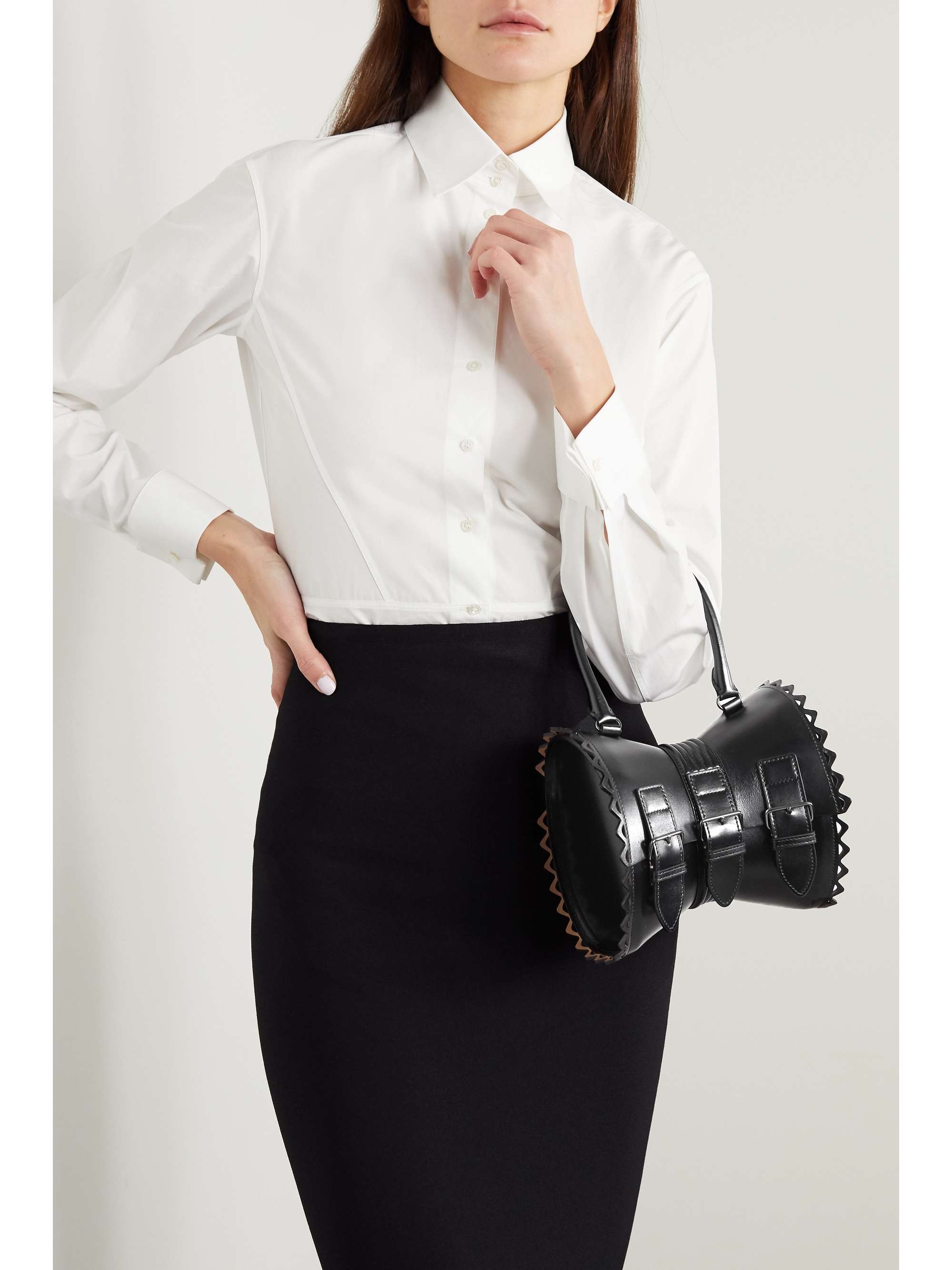 ALAÏA Editions Corset 18 buckled laser-cut leather tote