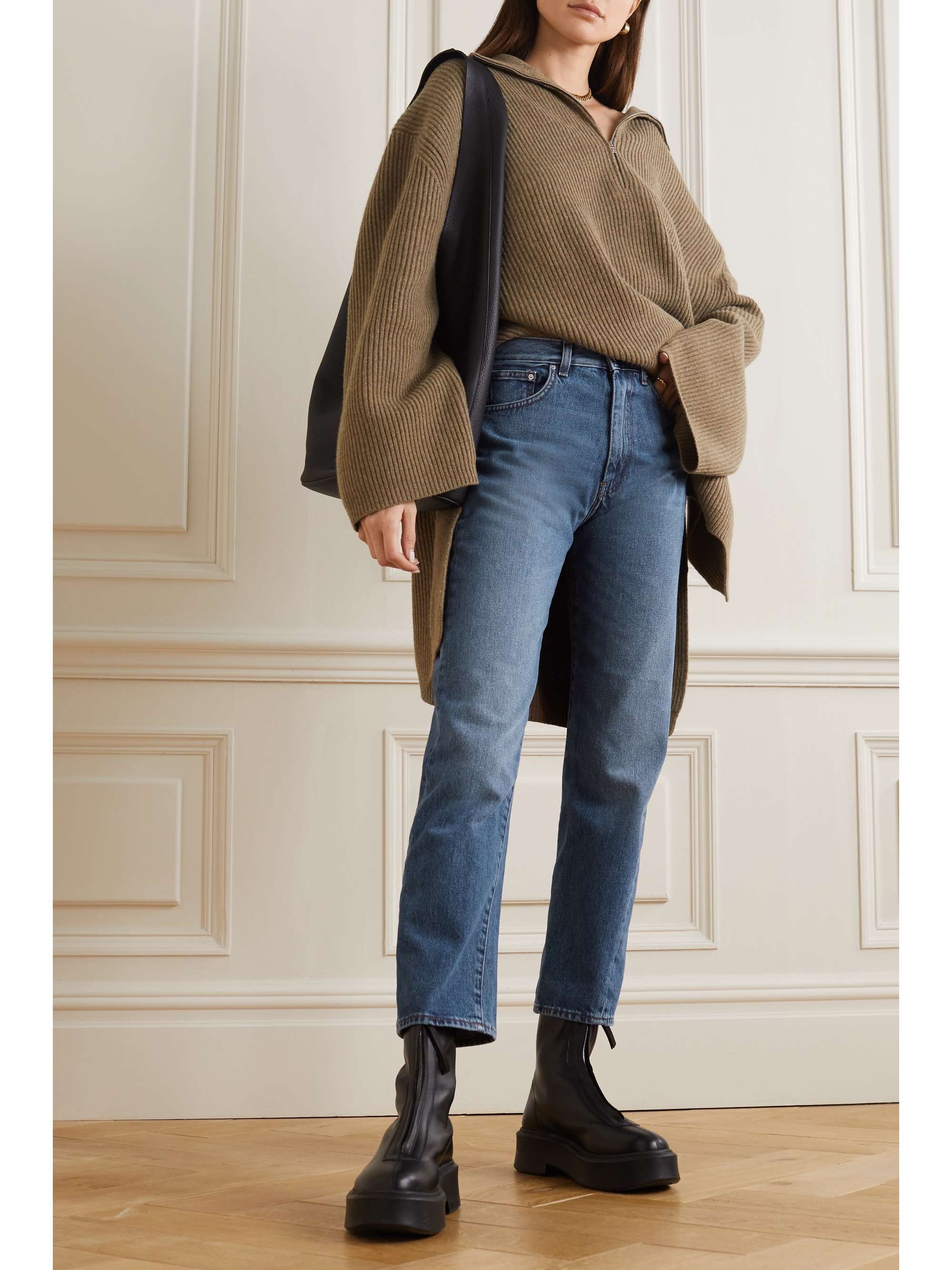 Mid denim Cropped high-rise straight 