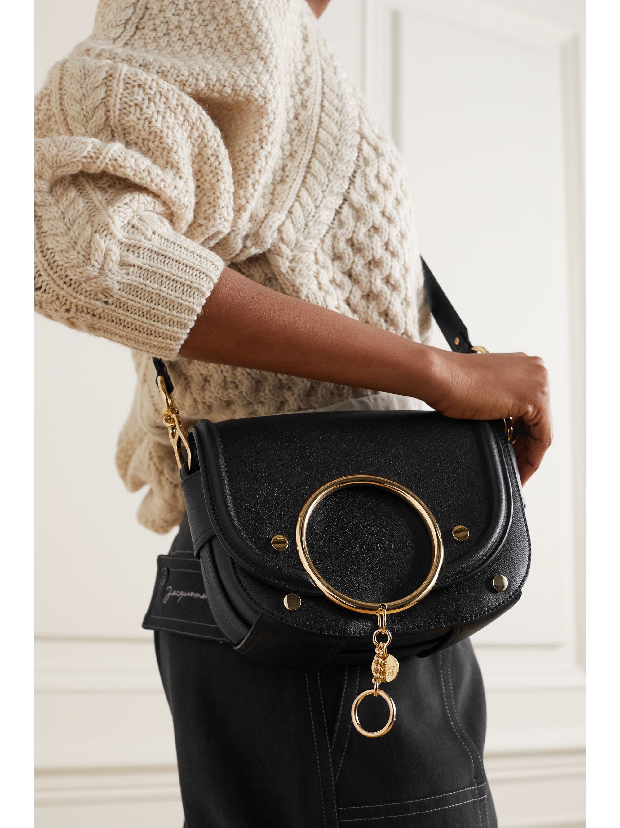 Black Mara Embellished Leather Shoulder Bag See By ChloÉ Net A Porter