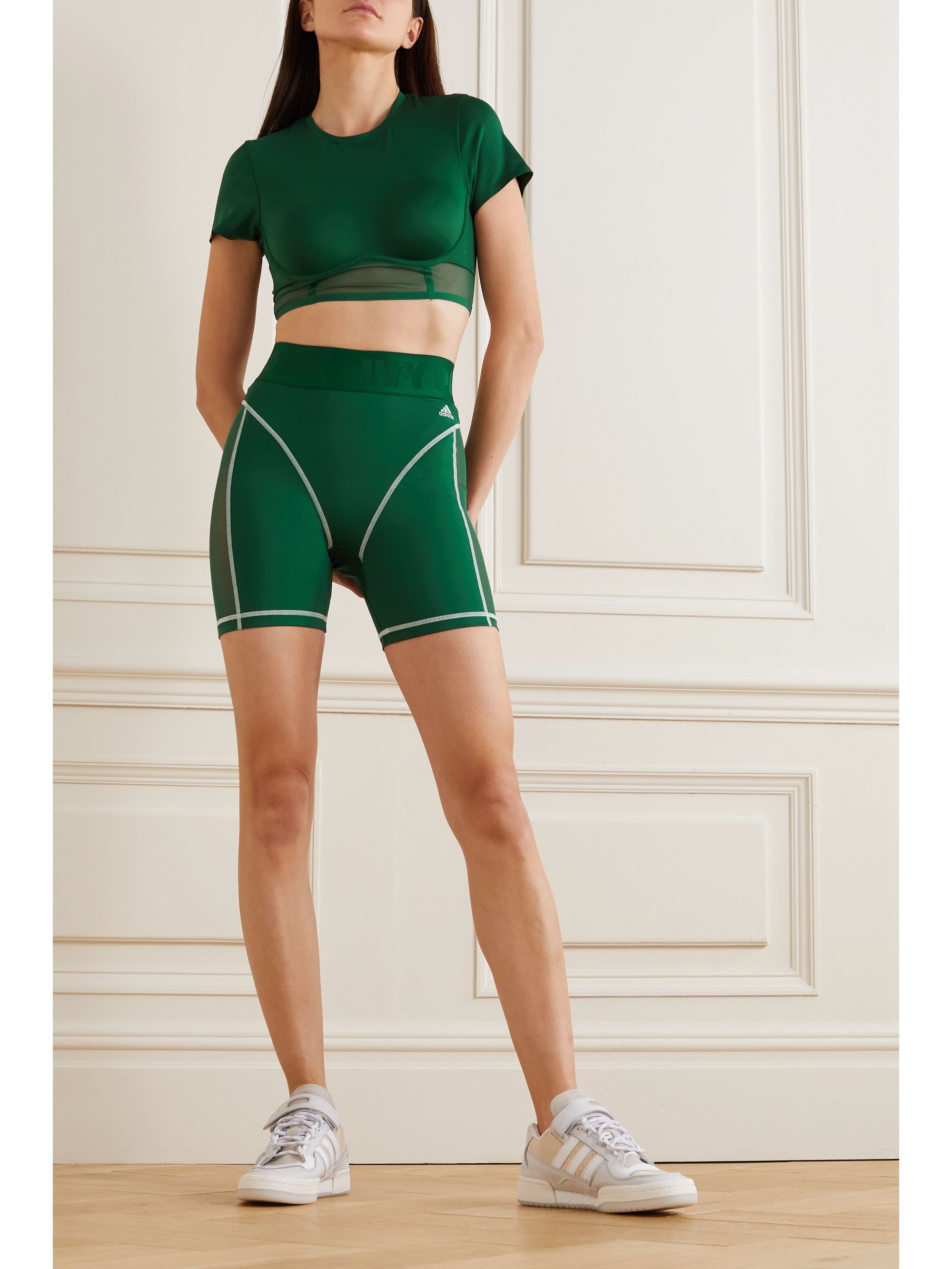 suede biker shorts
