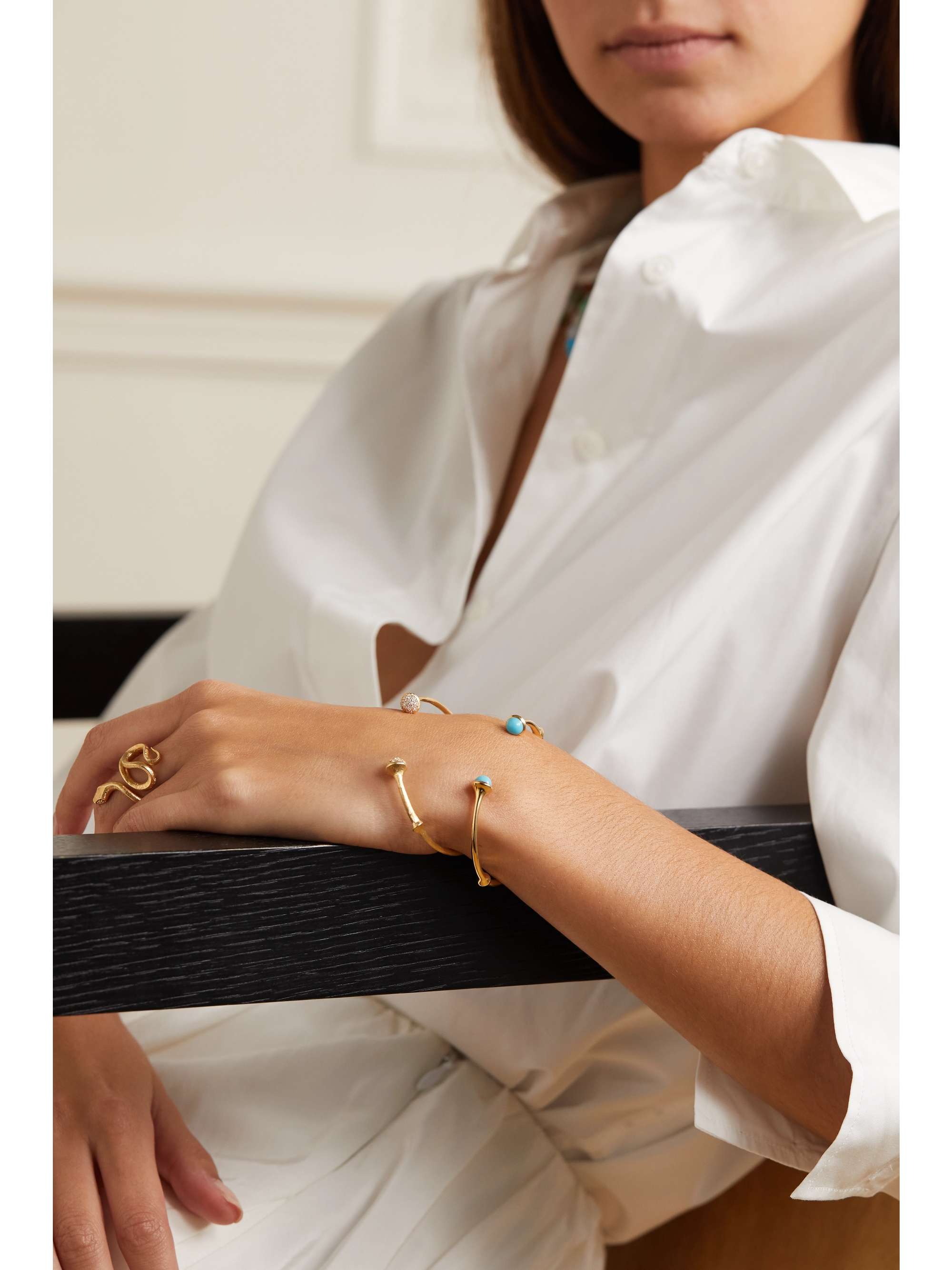 OLE LYNGGAARD COPENHAGEN Nature 18-karat gold turquoise cuff