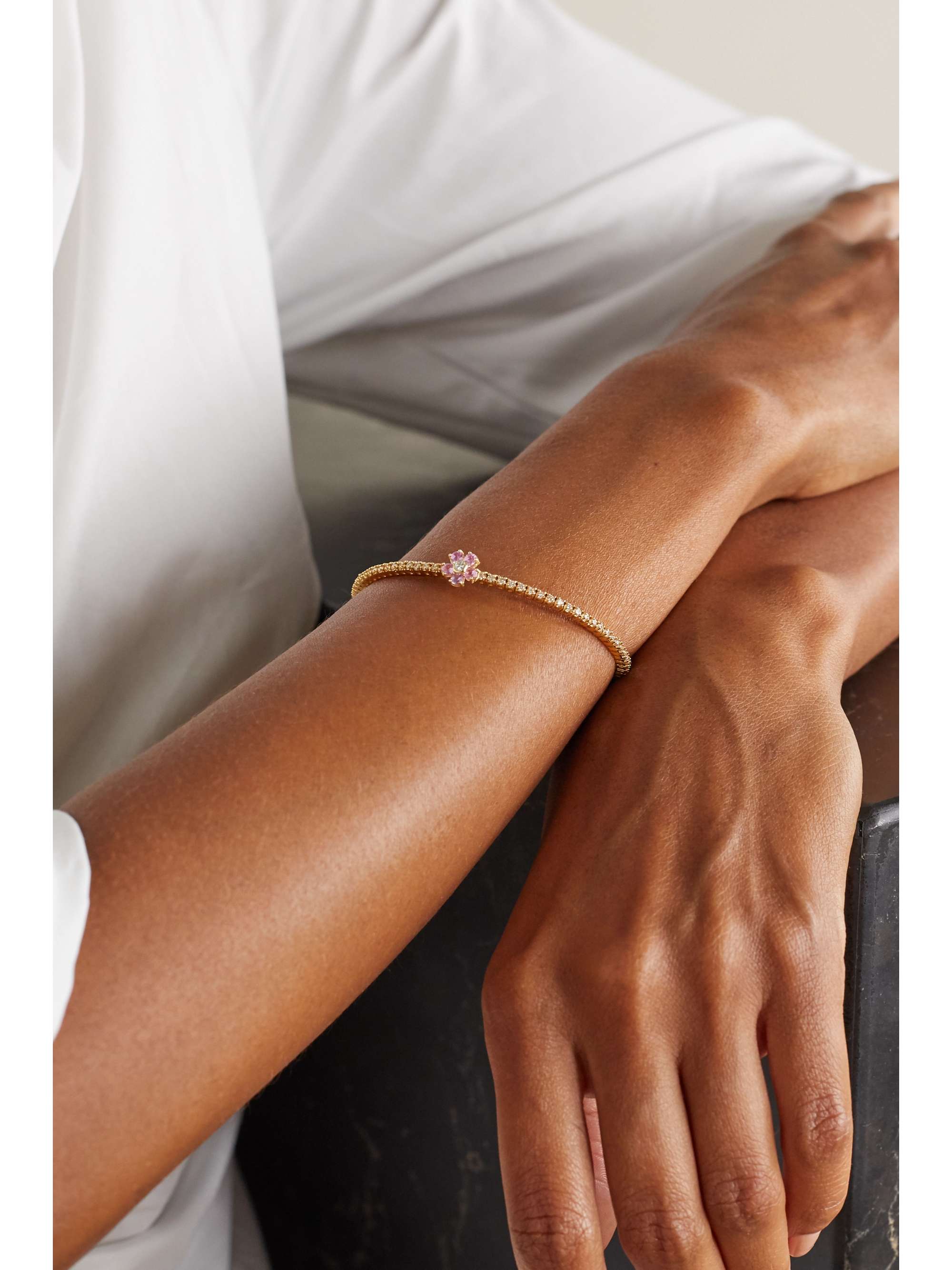JENNIFER MEYER Bracelet en or 18 carats (750/1000), lapis-lazuli et diamants Heart Extra Small