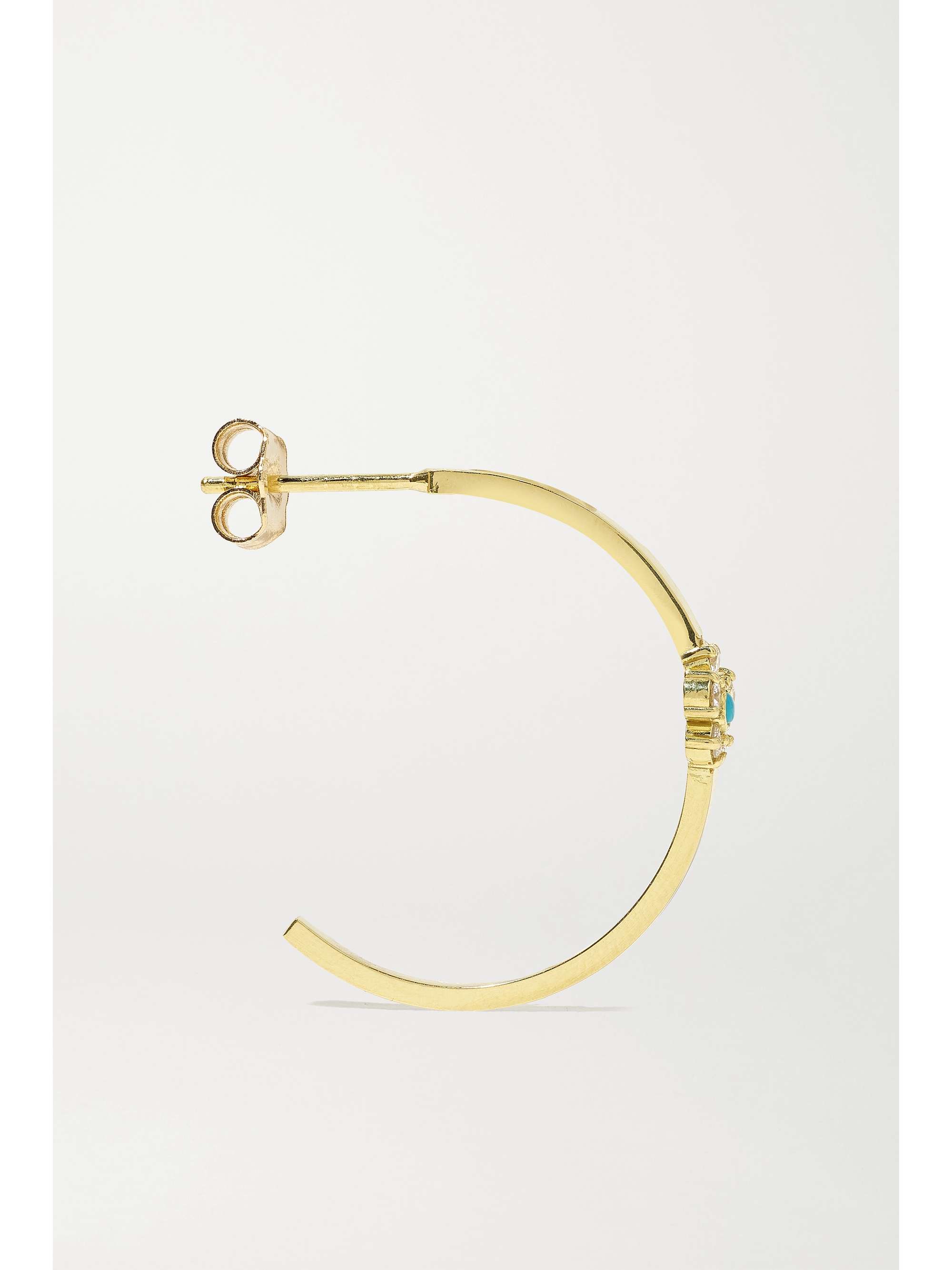 JENNIFER MEYER Small 18-karat gold, diamond and turquoise hoop earrings