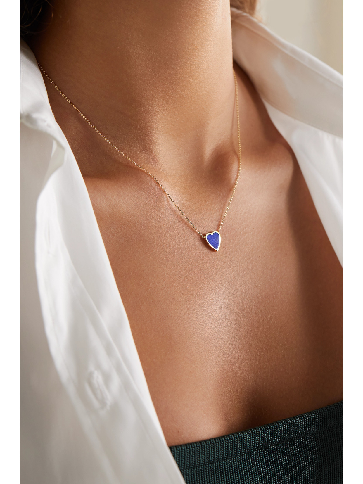 Jennifer Meyer Mini Heart 18-karat Gold Lapis Lazuli Necklace In Gold