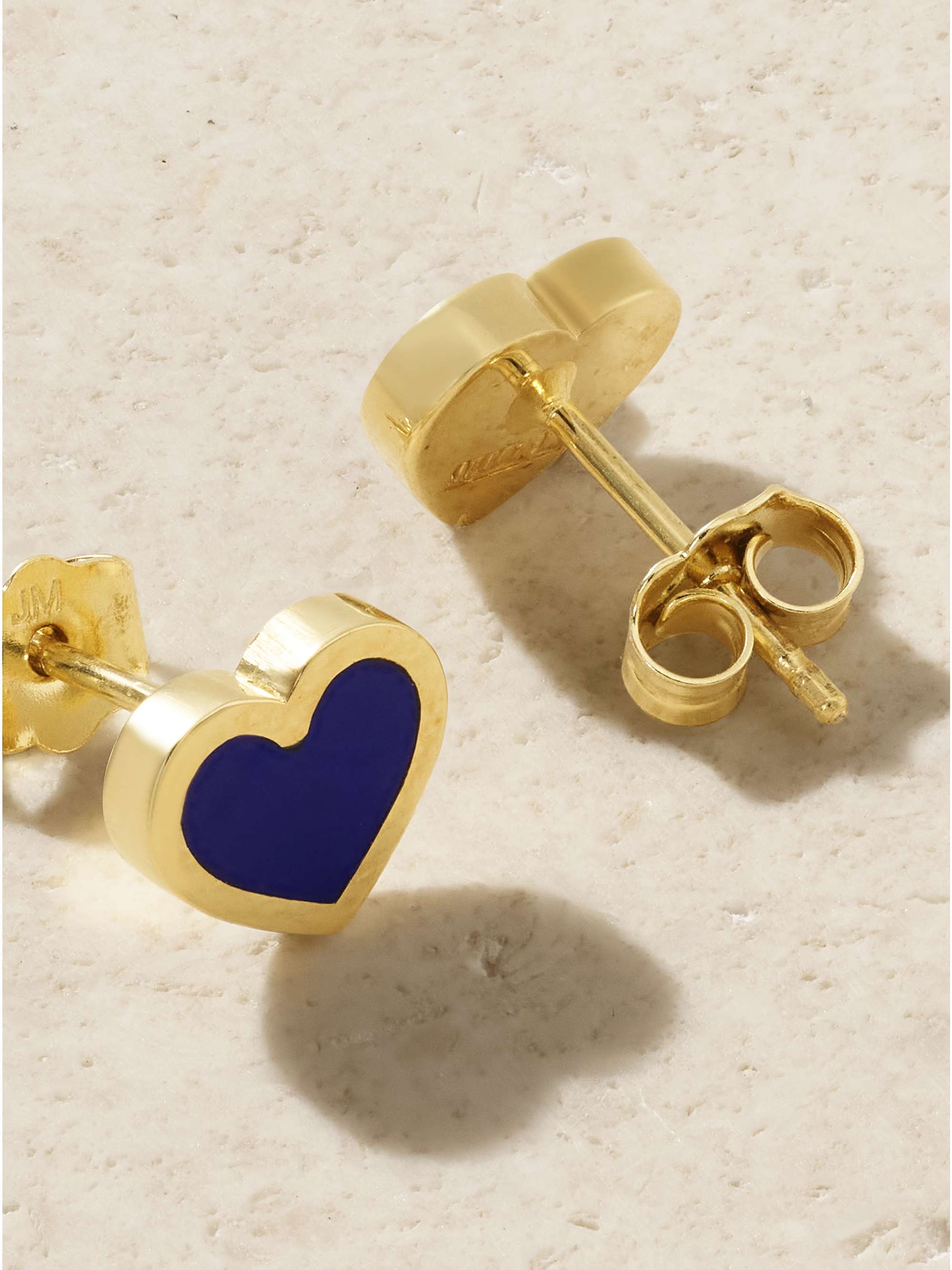 JENNIFER MEYER Extra Small Heart 18-karat gold, lapis lazuli and diamond earrings