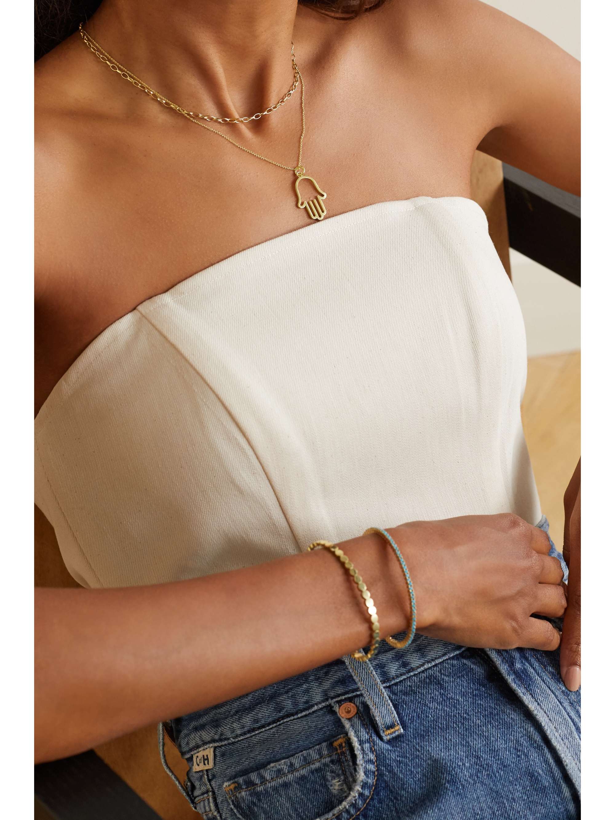 JENNIFER MEYER Hamsa large 18-karat gold necklace