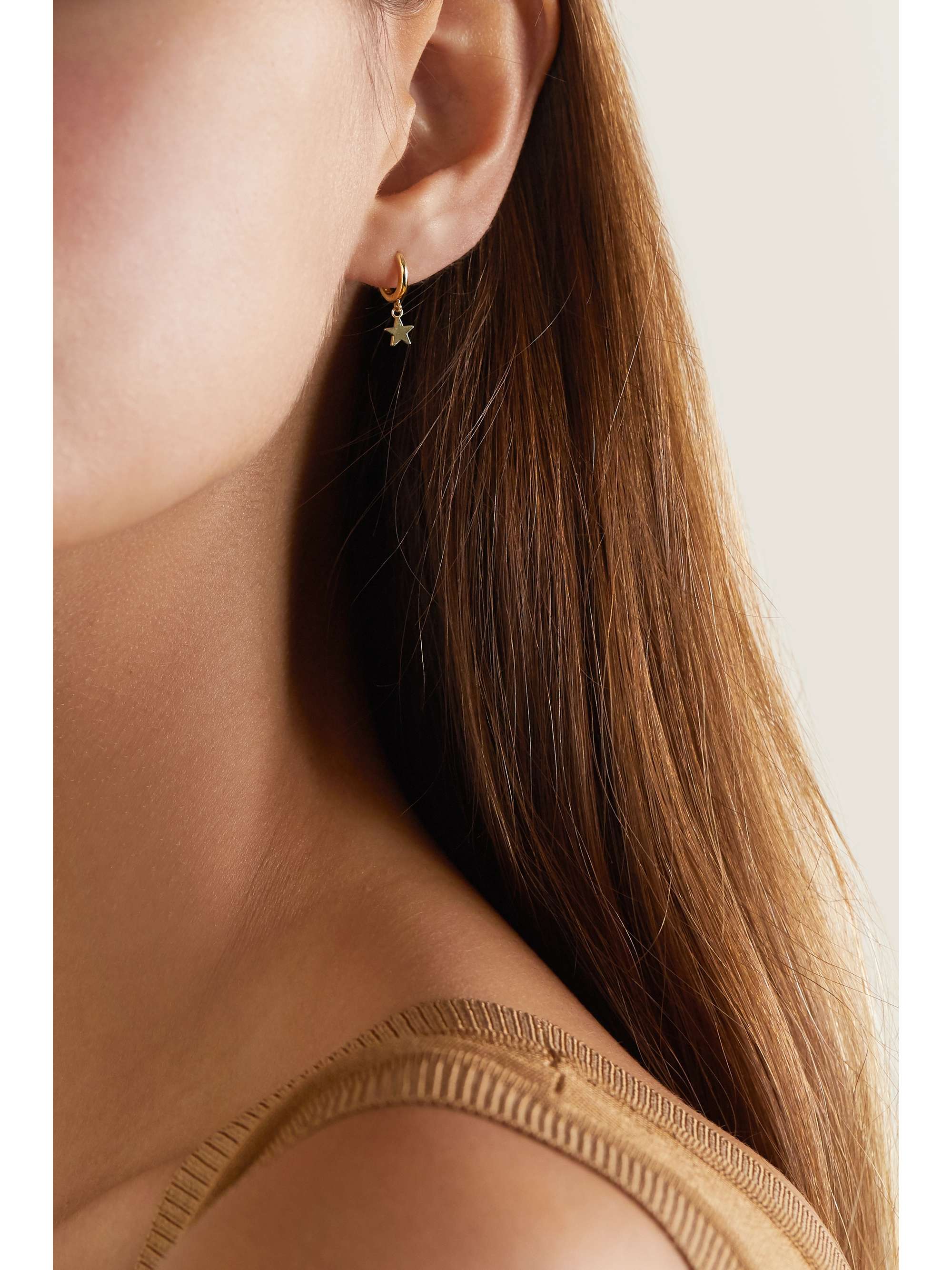 JENNIFER MEYER Mini Clover 18-karat gold diamond hoop earrings