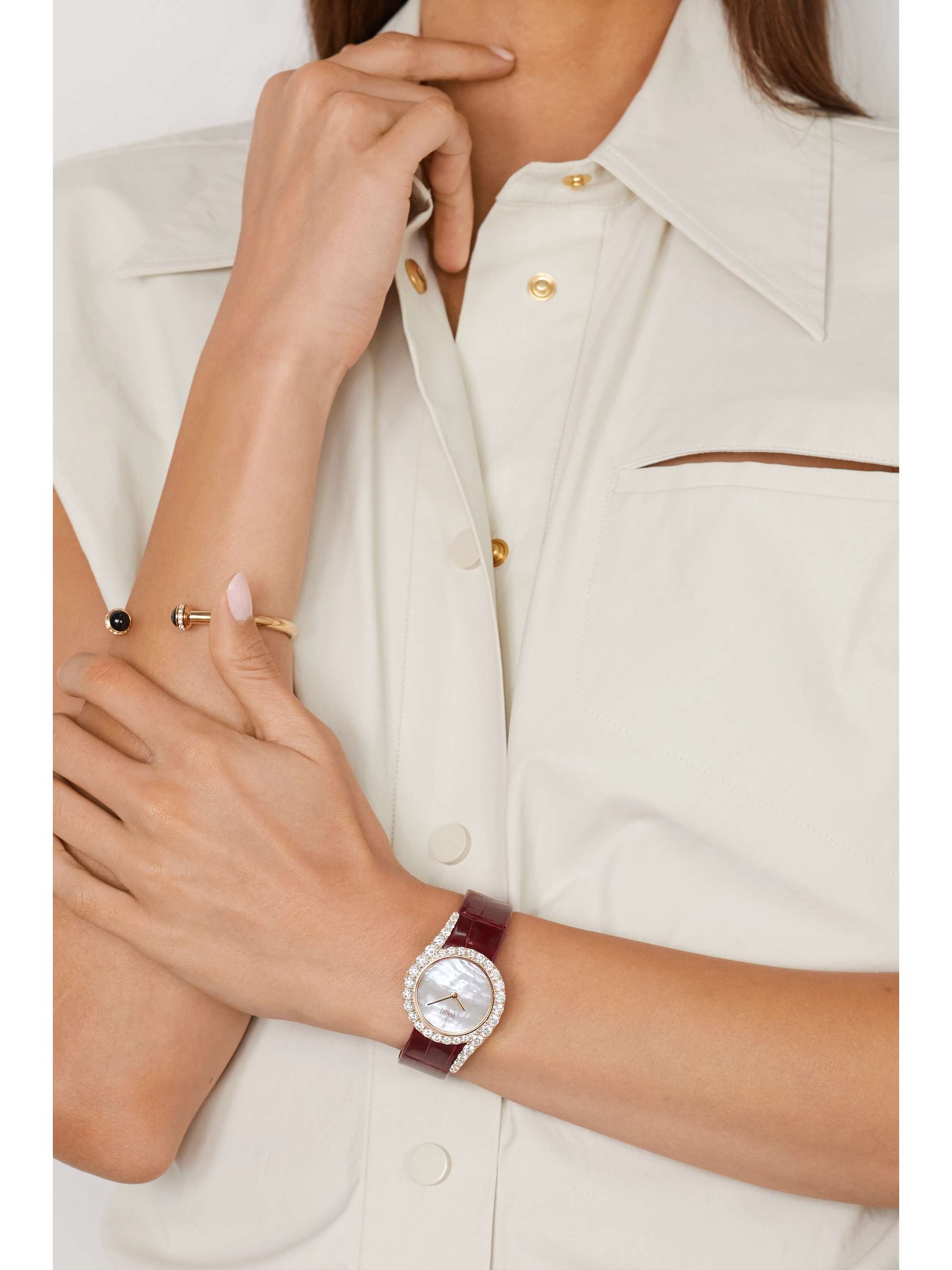 PIAGET Limelight Gala 32mm 18-karat rose gold, alligator and diamond watch
