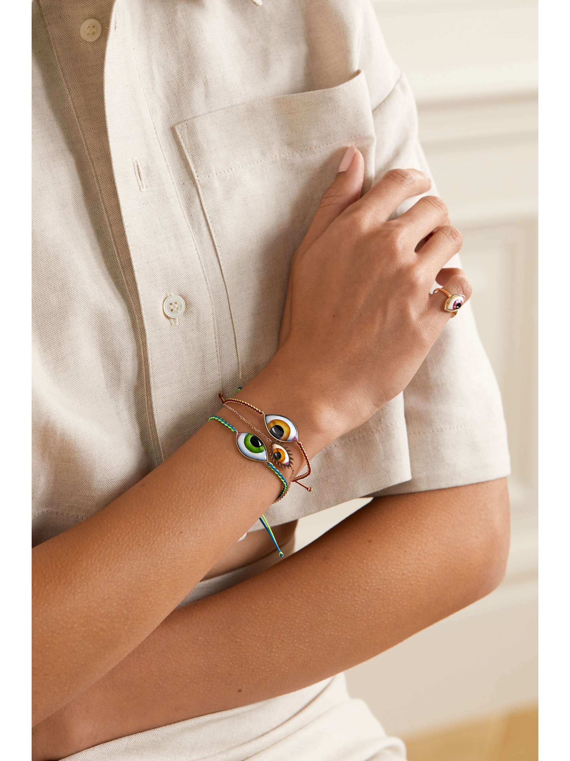 LITO Bracelet en or 14 carats, macramé et émail Tu Es Partout