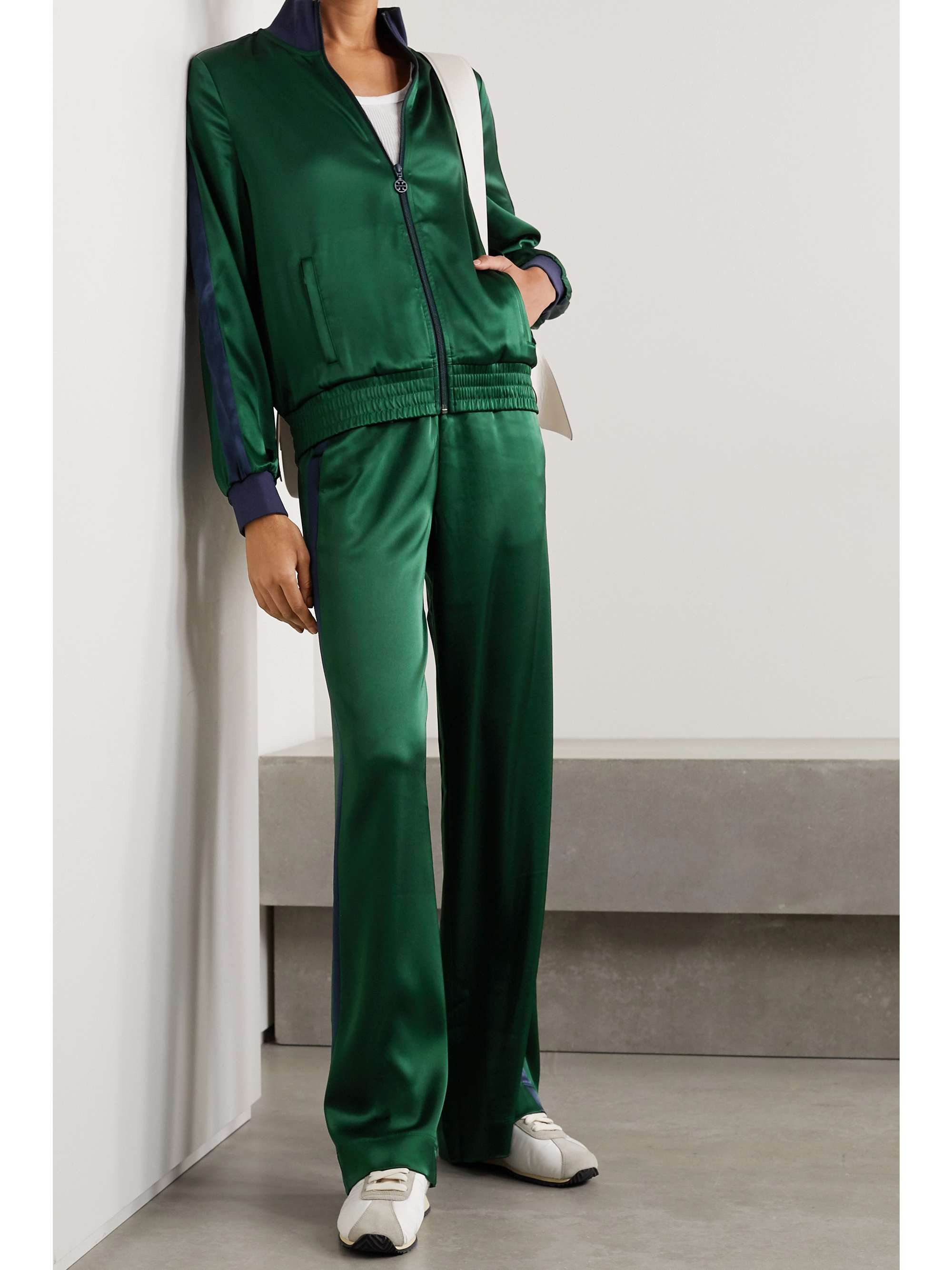 dark green track pants
