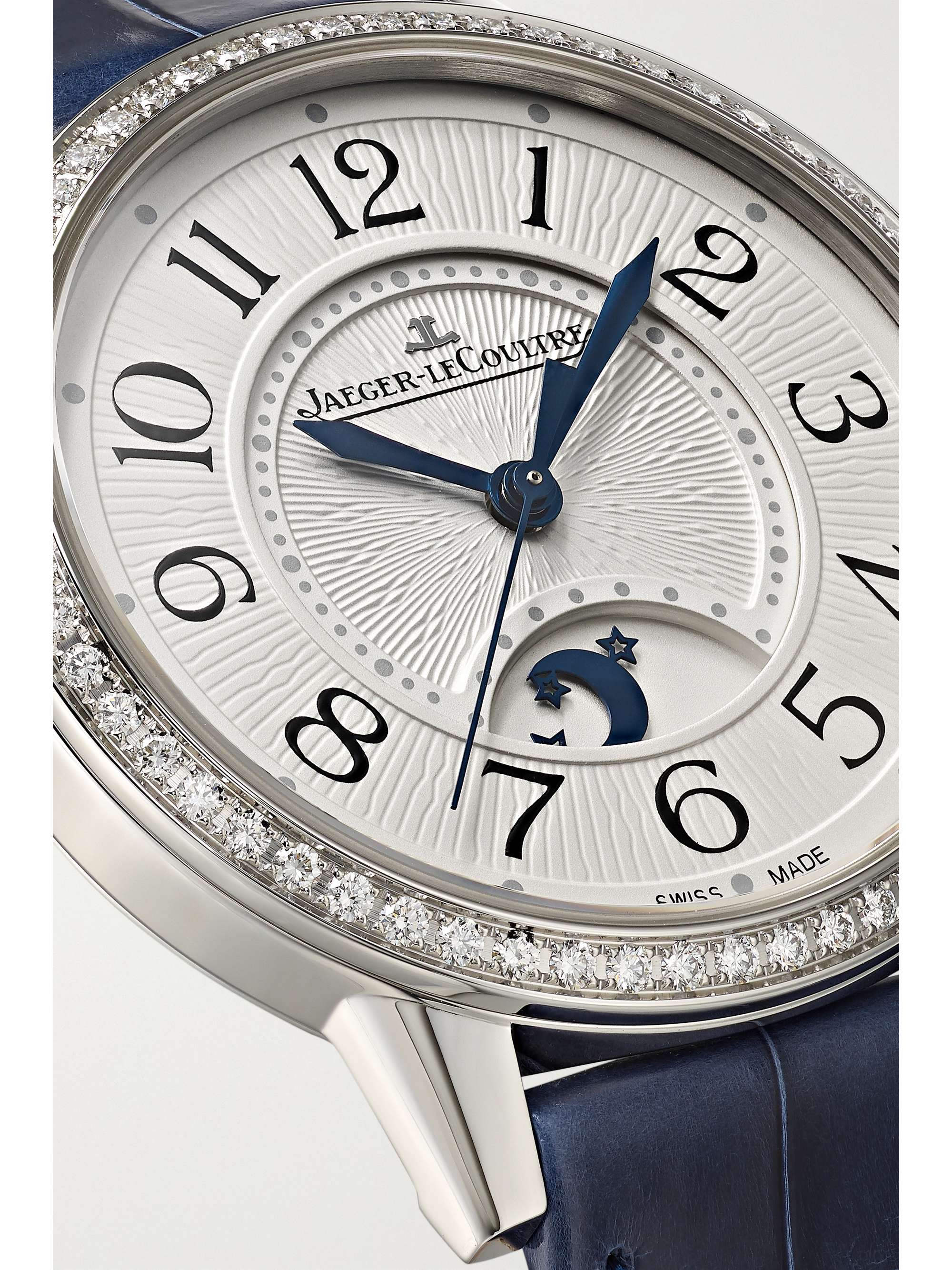 JAEGER-LECOULTRE Montre en acier inoxydable et diamants à bracelet en alligator Rendez-Vous Moon Automatic 29 mm