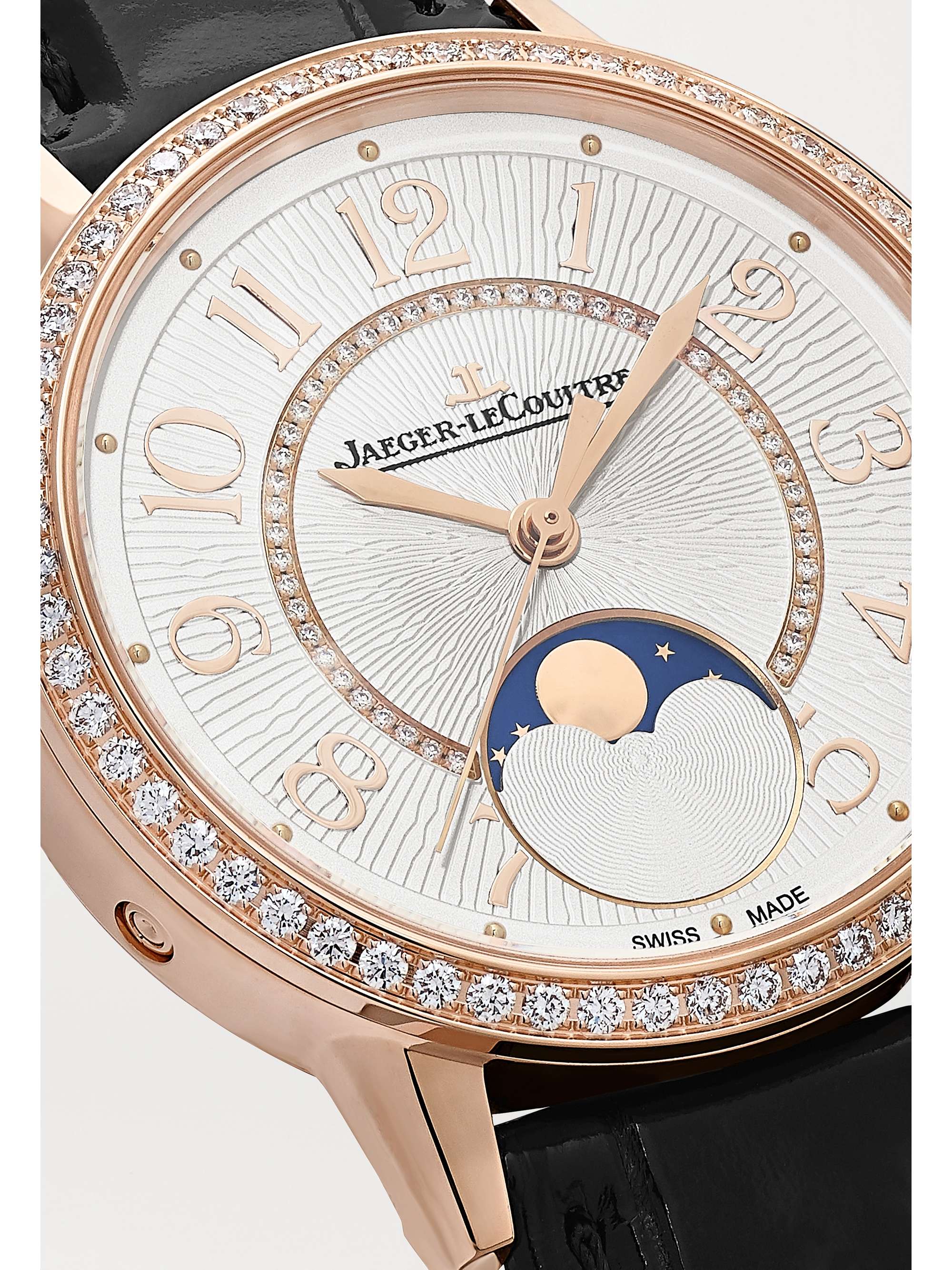 JAEGER LECOULTRE Rendez-Vous Moon Automatic 34mm medium rose gold, alligator and diamond watch