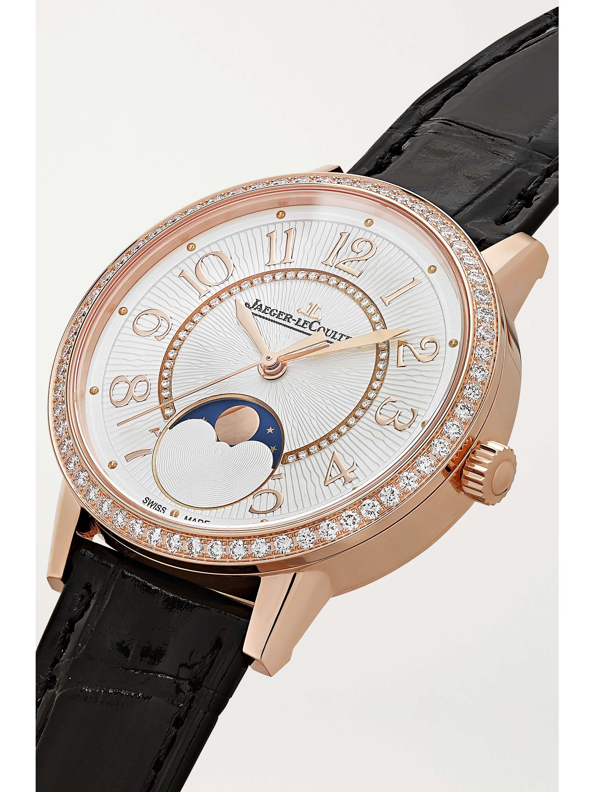 JAEGER LECOULTRE Rendez-Vous Moon Automatic 34mm medium rose gold, alligator and diamond watch