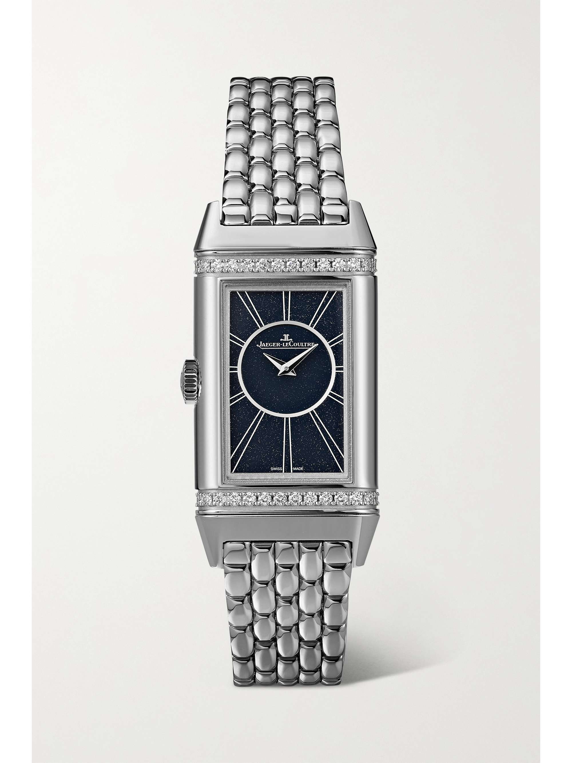 JAEGER LECOULTRE Montre en acier inoxydable et diamants Reverso One Duetto, 40 x 20 mm