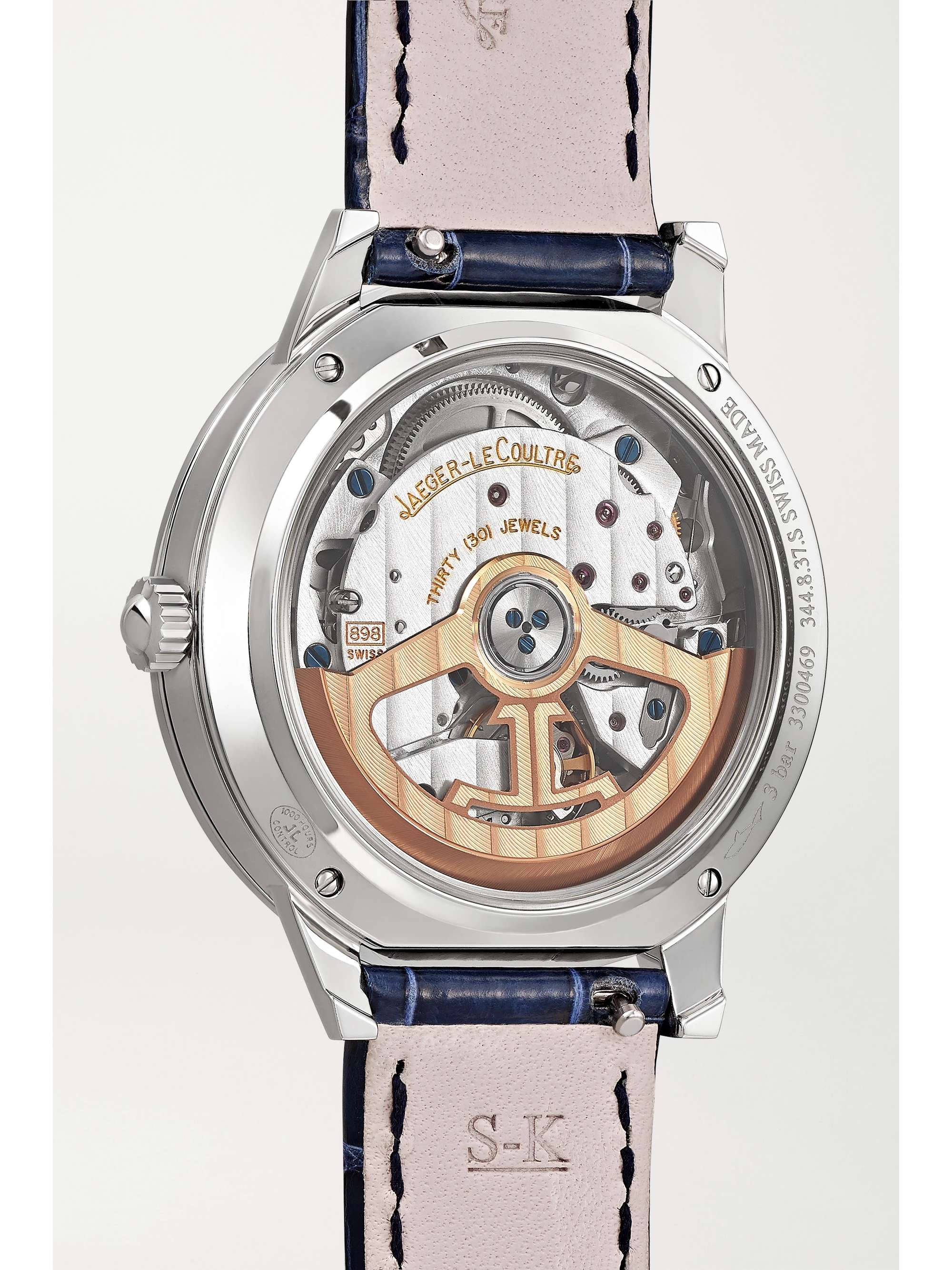JAEGER LECOULTRE Rendez-Vous Night & Day Medium Automatic 34 mm Uhr aus Edelstahl mit Diamanten und Alligatorlederarmband