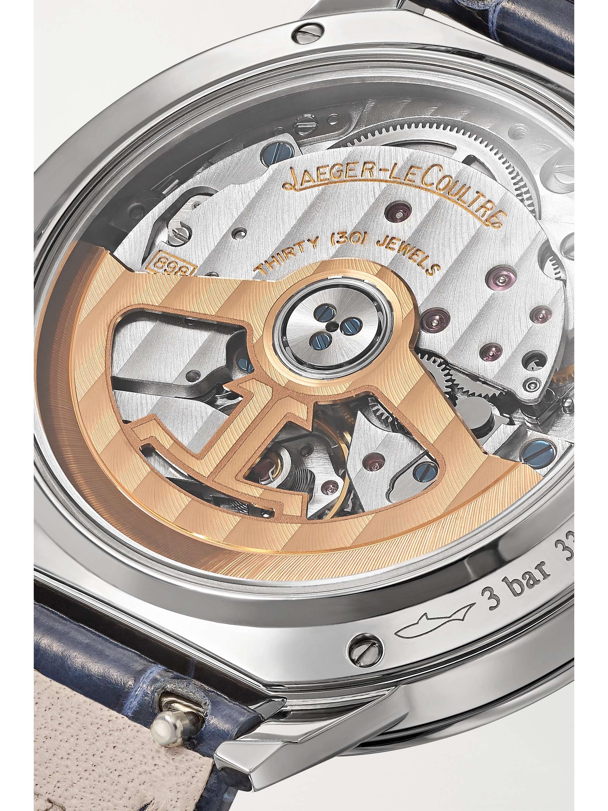 JAEGER LECOULTRE Rendez-Vous Night & Day Medium Automatic 34 mm Uhr aus Edelstahl mit Diamanten und Alligatorlederarmband
