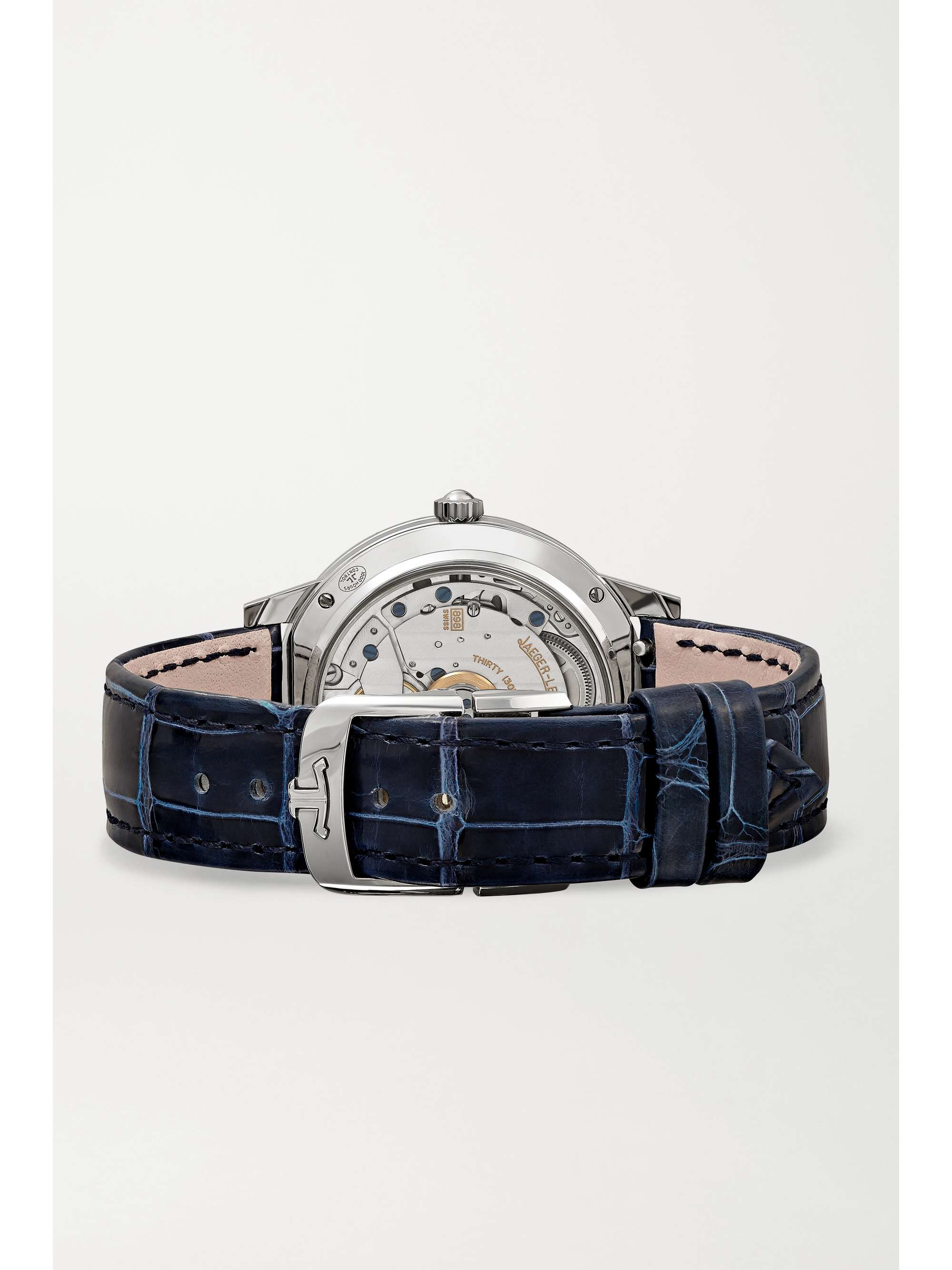 JAEGER LECOULTRE Rendez-Vous Night & Day Medium Automatic 34 mm Uhr aus Edelstahl mit Diamanten und Alligatorlederarmband