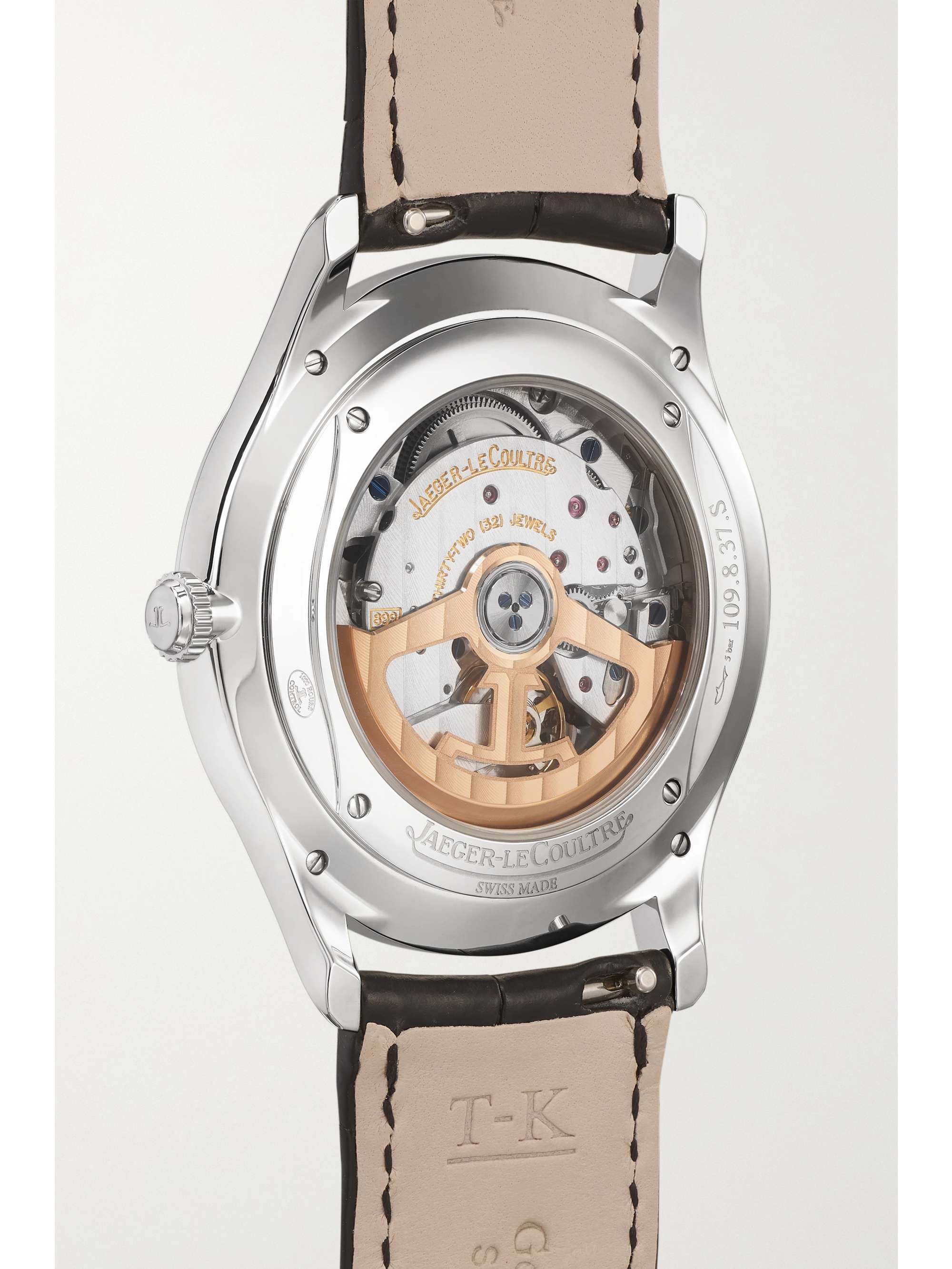 JAEGER LECOULTRE Montre en acier inoxydable à bracelet en alligator Master Ultra Thin Date Automatique 39 mm
