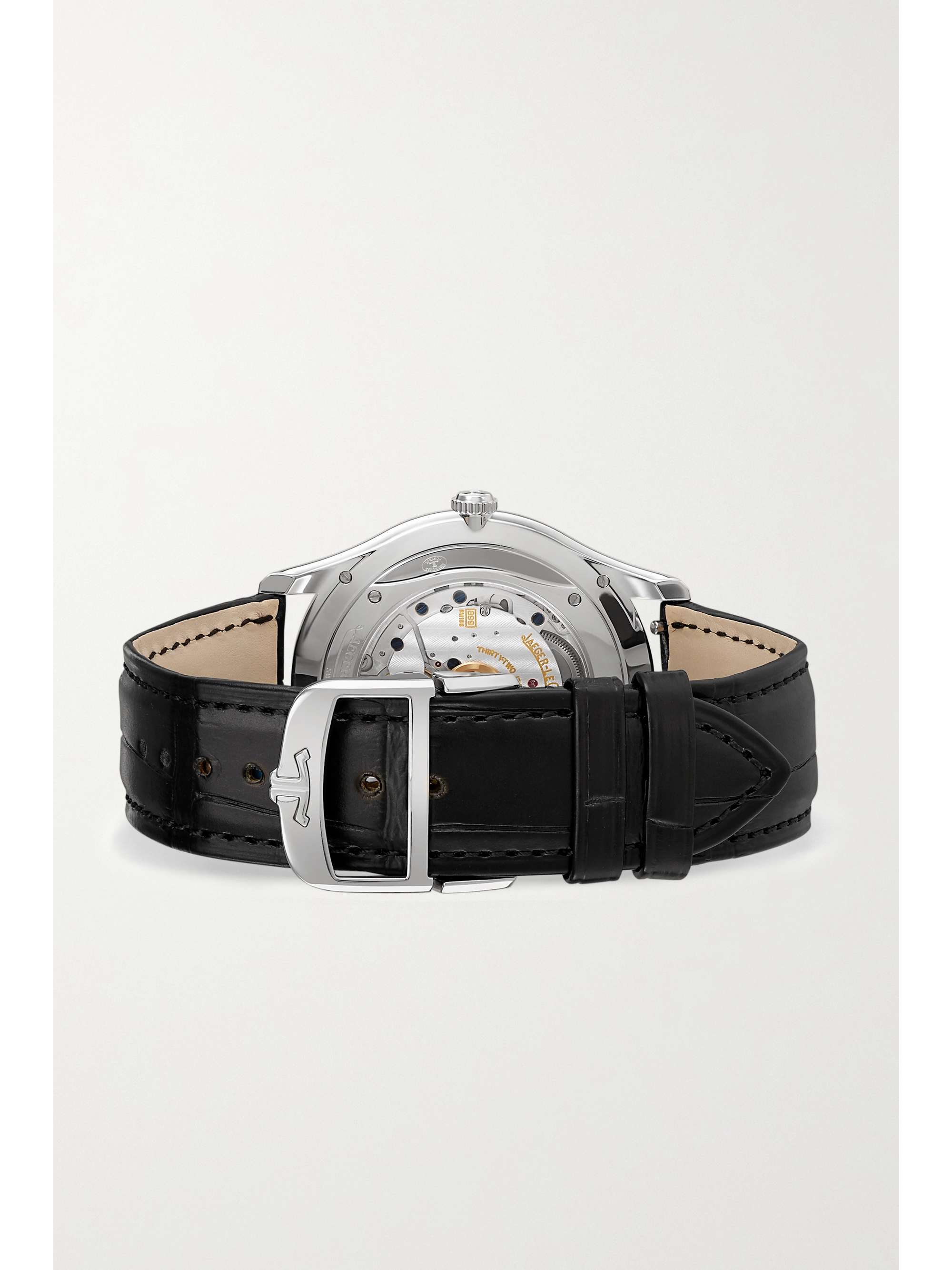 JAEGER LECOULTRE Montre en acier inoxydable à bracelet en alligator Master Ultra Thin Date Automatique 39 mm