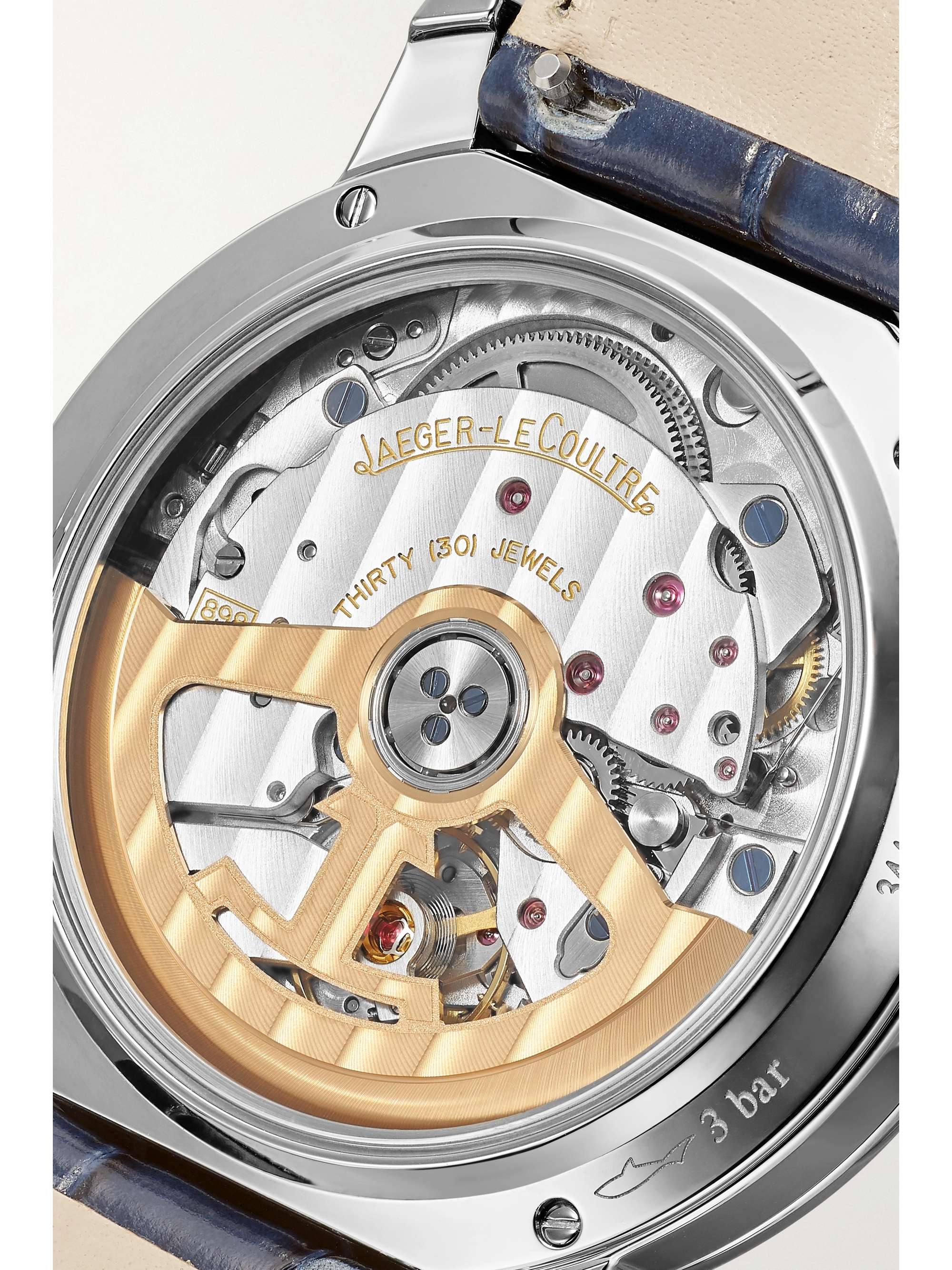 JAEGER-LECOULTRE Montre en acier inoxydable et diamants à bracelet en alligator Rendez-Vous Night & Day Medium 34 mm