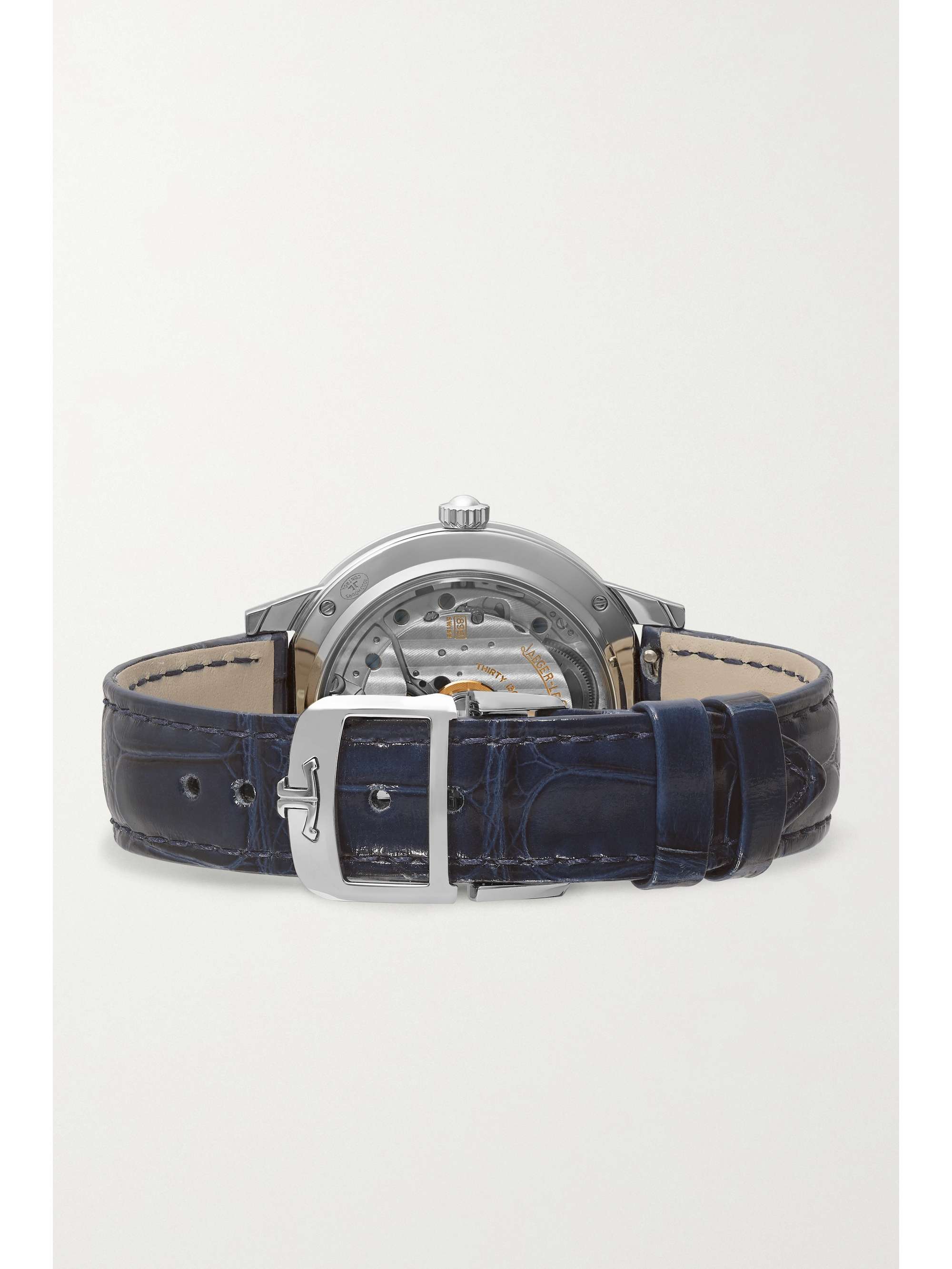 JAEGER-LECOULTRE Montre en acier inoxydable et diamants à bracelet en alligator Rendez-Vous Night & Day Medium 34 mm