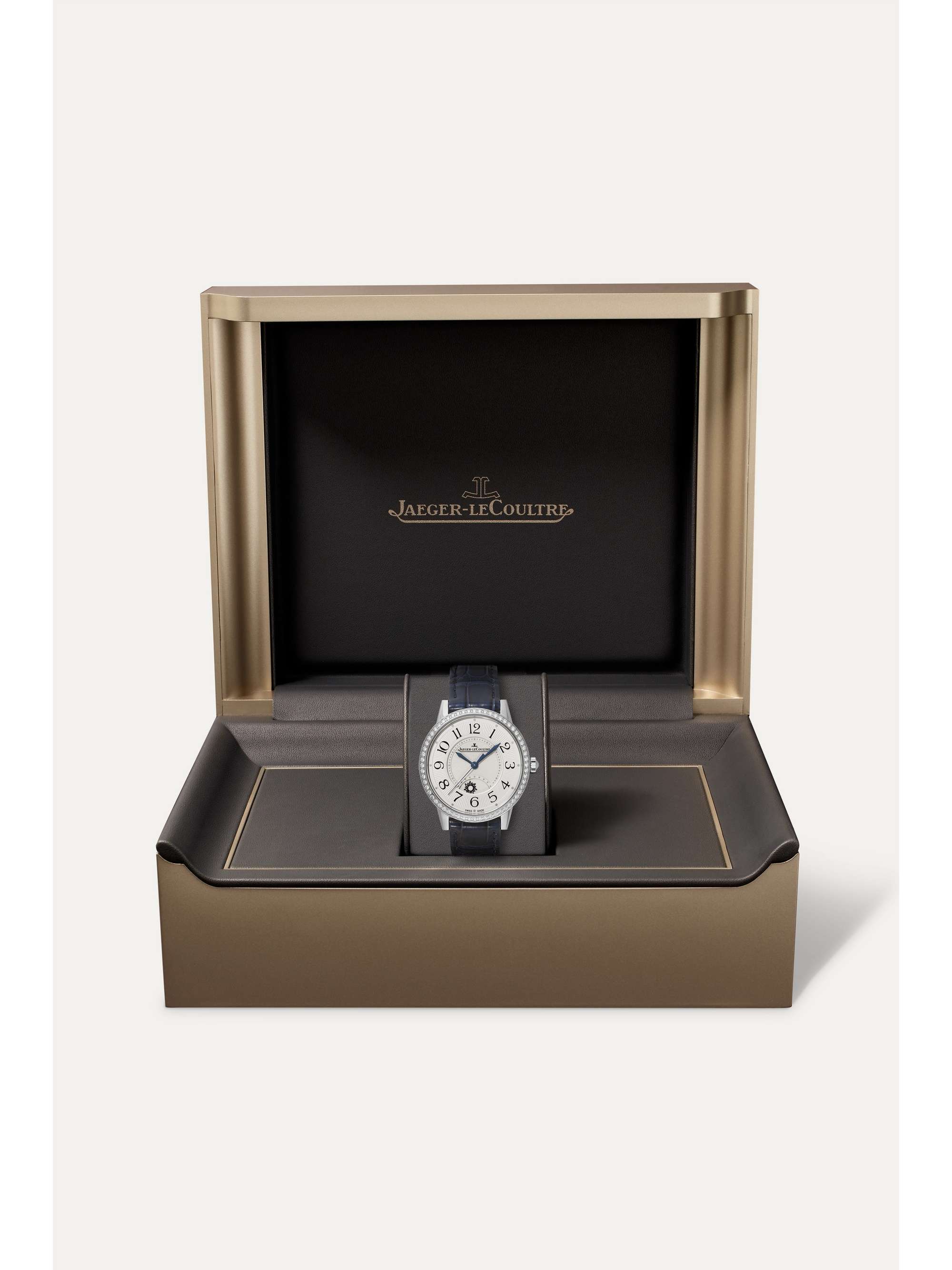 JAEGER-LECOULTRE Montre en acier inoxydable et diamants à bracelet en alligator Rendez-Vous Night & Day Medium 34 mm