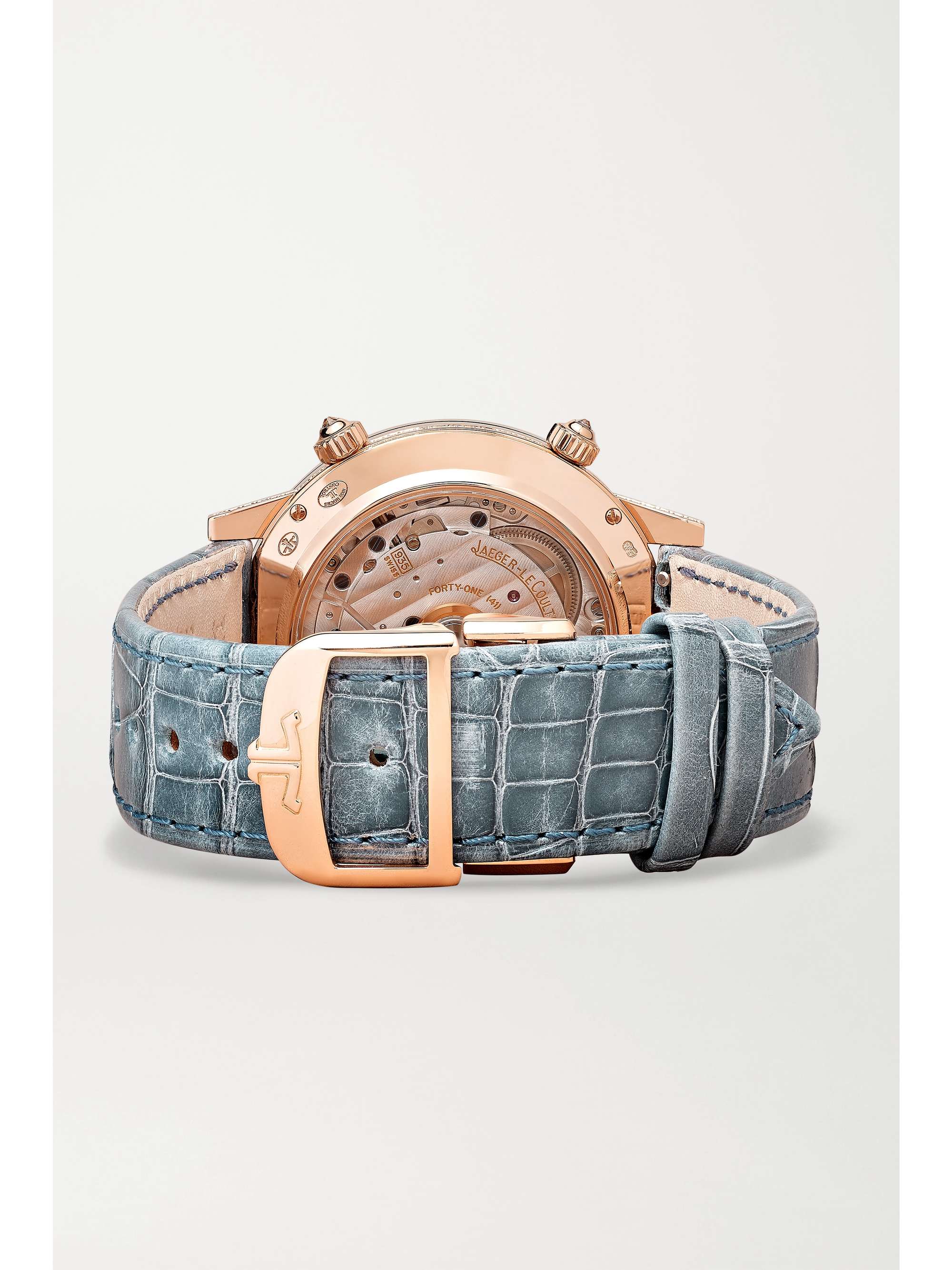 JAEGER LECOULTRE Montre en or rose 18 carats (750/1000) et diamants à bracelet en alligator Rendez-Vous Moon Serenity Automatique 36 mm