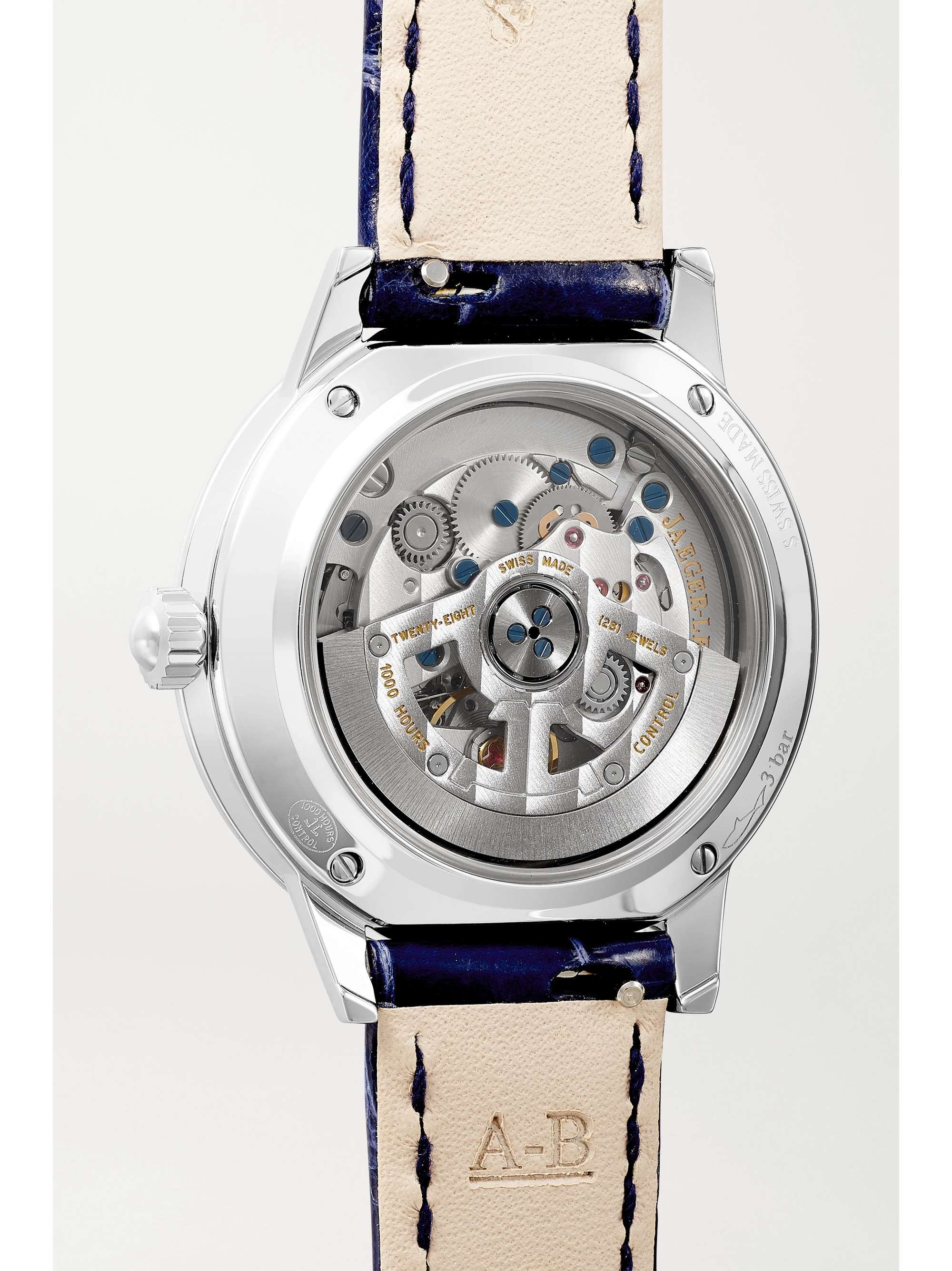 JAEGER LECOULTRE Rendez-Vous Night & Day Automatic Moon-Phase kleine 29 mm Uhr aus Edelstahl mit Diamanten und Alligatorlederarmband