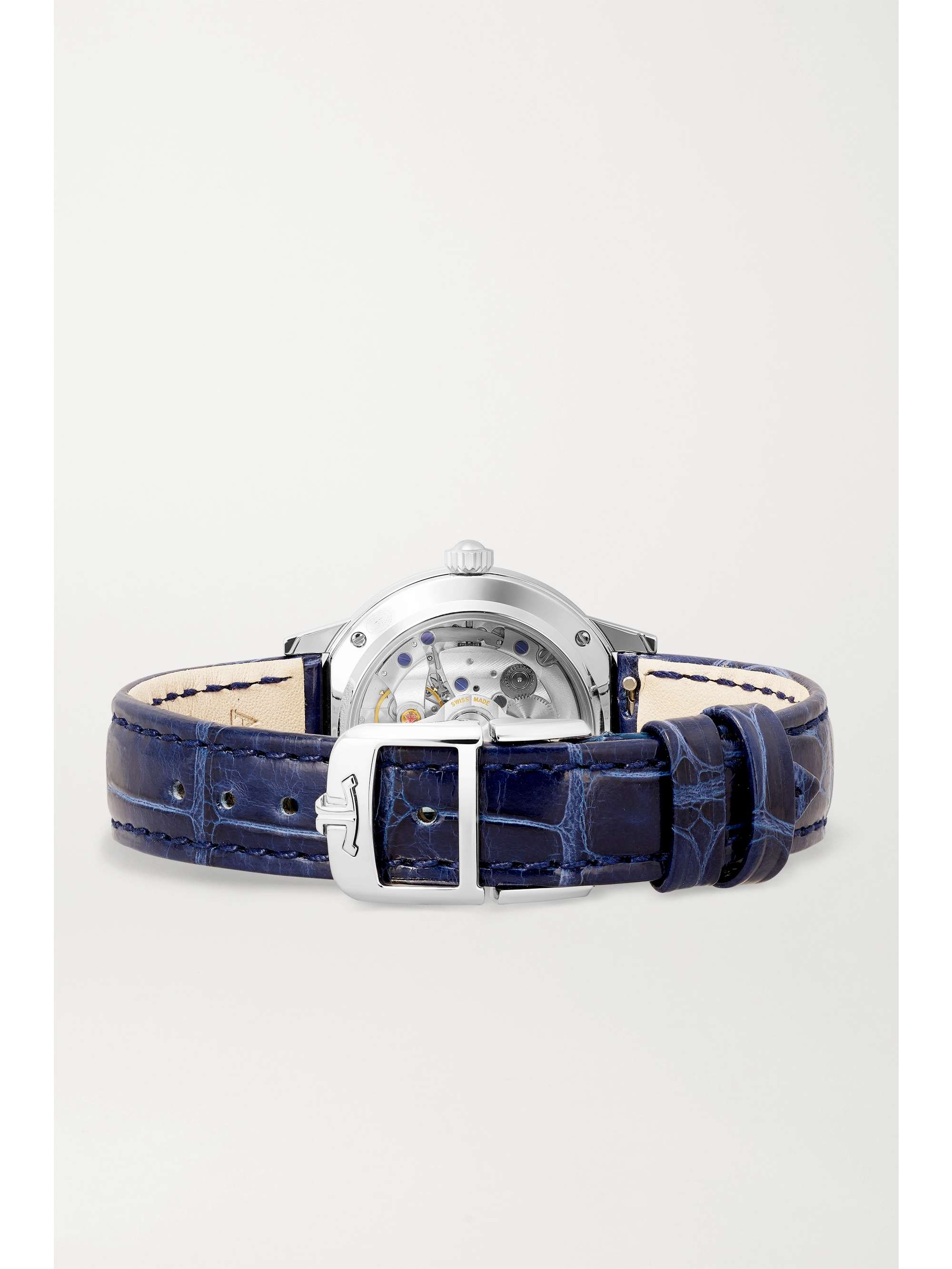 JAEGER LECOULTRE Rendez-Vous Night & Day Automatic Moon-Phase kleine 29 mm Uhr aus Edelstahl mit Diamanten und Alligatorlederarmband