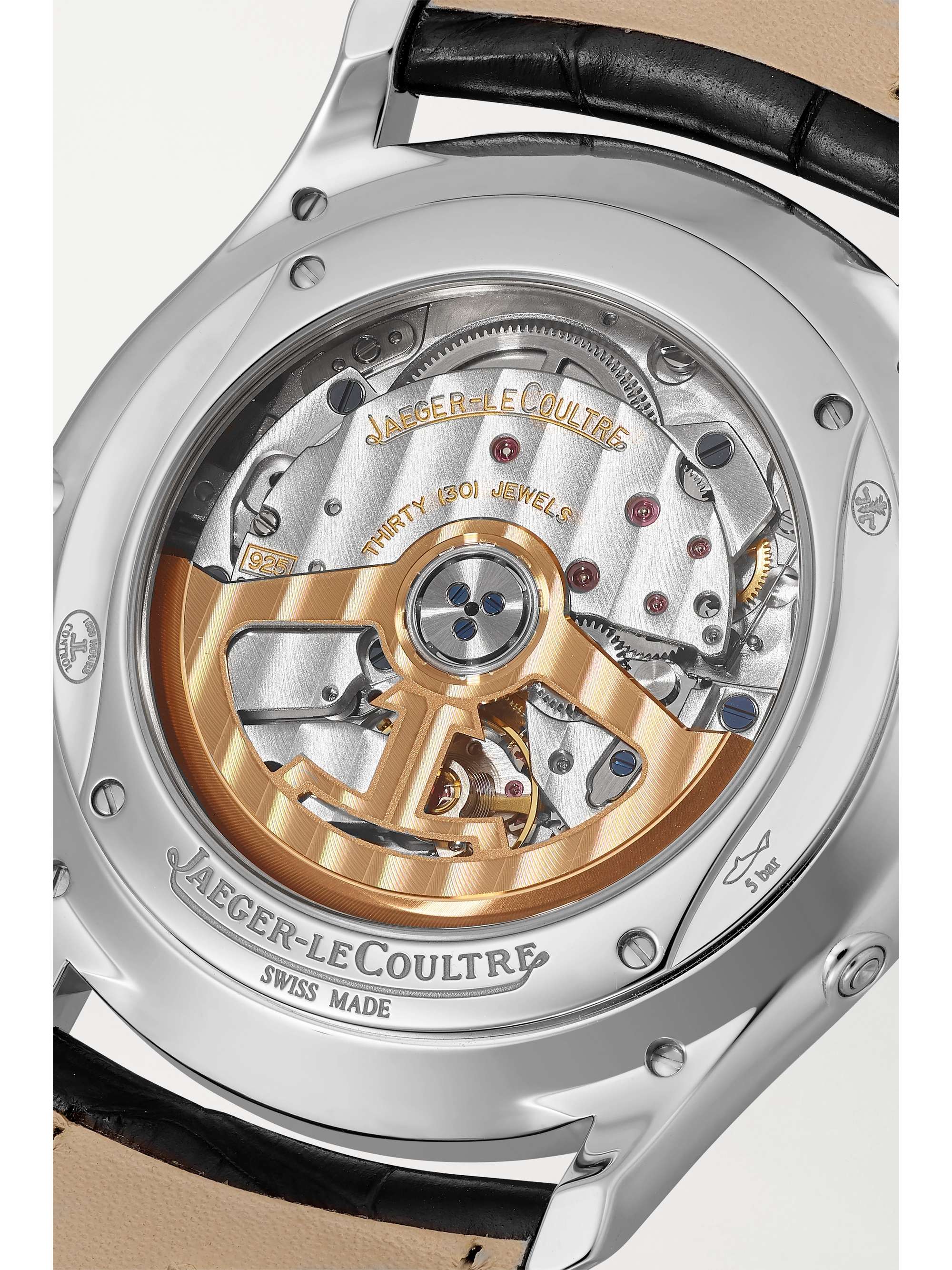 JAEGER LECOULTRE Master Ultra Thin Moon Automatic 39 mm Uhr aus Edelstahl mit Alligatorlederarmband