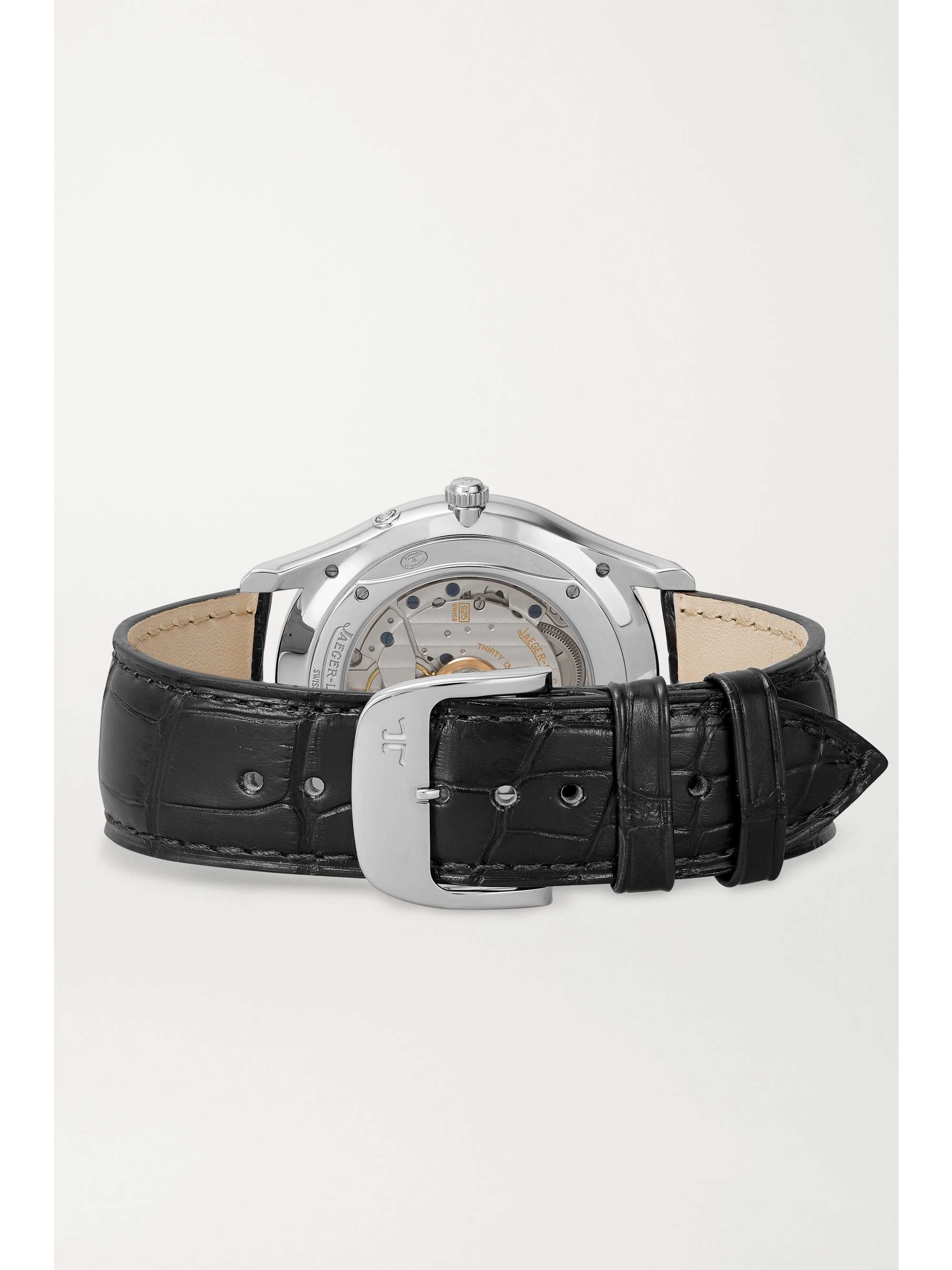 JAEGER LECOULTRE Master Ultra Thin Moon Automatic 39 mm Uhr aus Edelstahl mit Alligatorlederarmband
