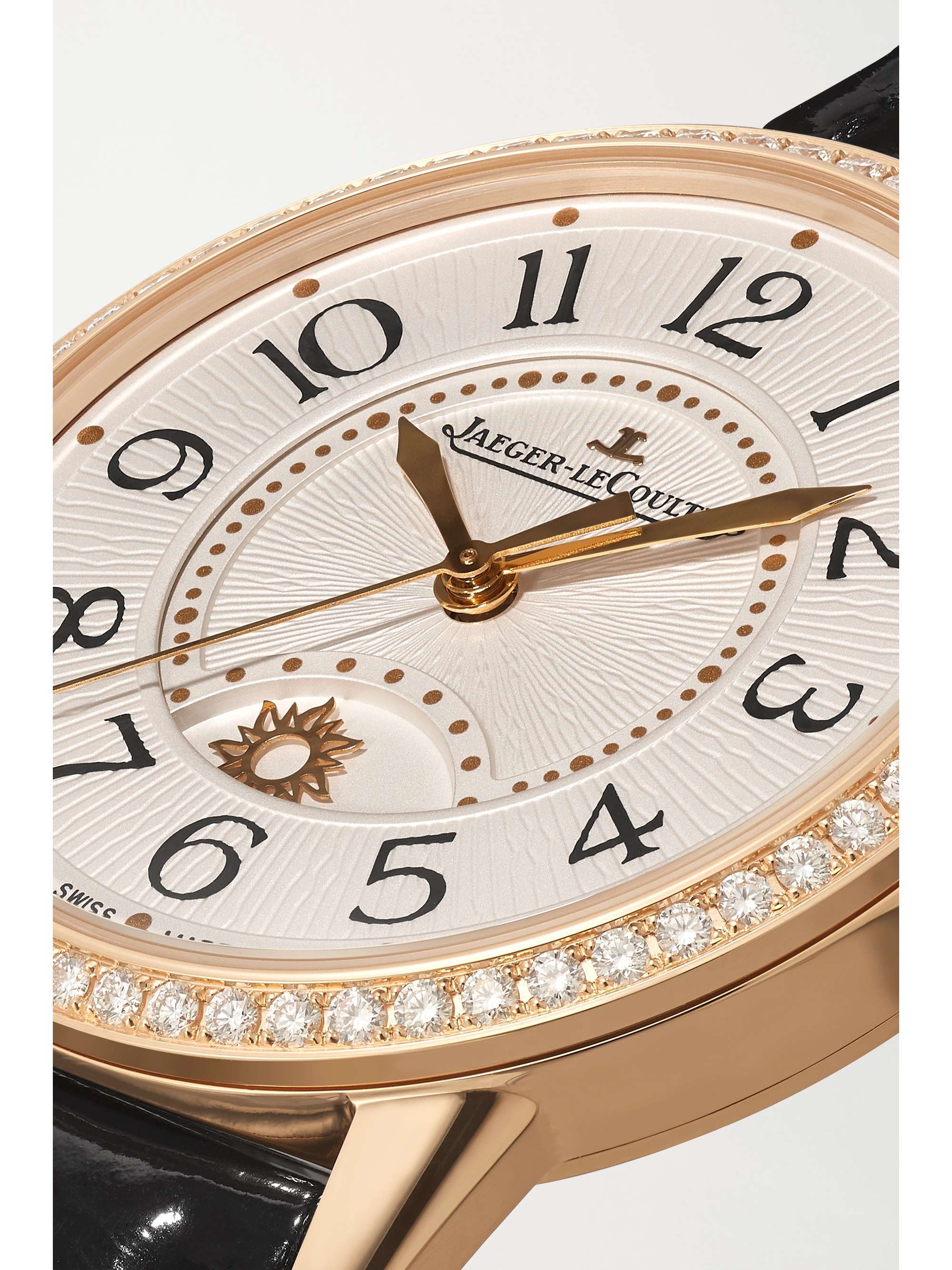 JAEGER LECOULTRE Rendez-Vous Night & Day Automatic 34mm medium rose gold, alligator and diamond watch