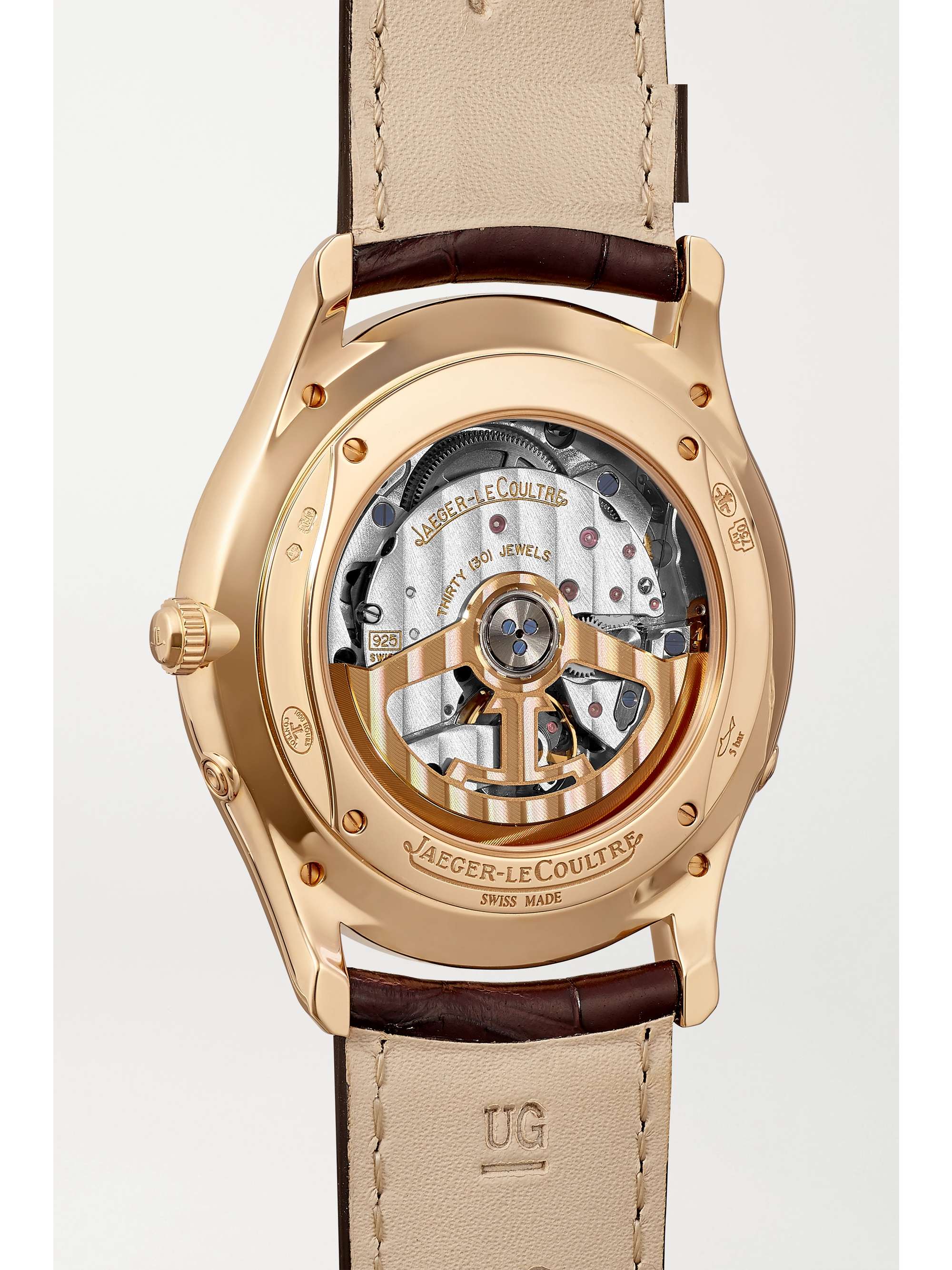 JAEGER LECOULTRE Master Ultra Thin Moon Automatic 39mm 18-karat rose gold and alligator watch