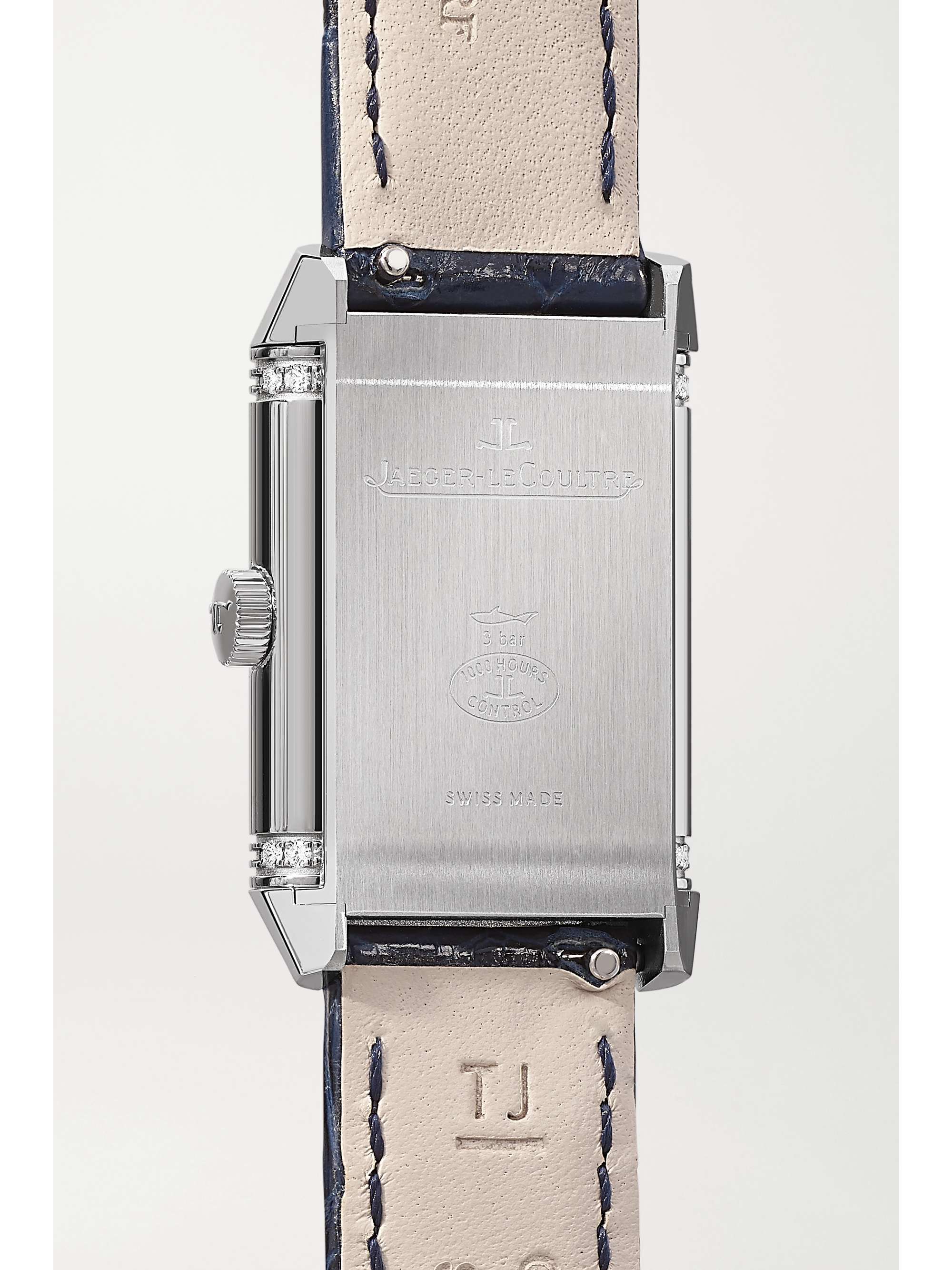 JAEGER LECOULTRE Reverso Classic Duetto 34.2mm x 21mm small stainless steel, alligator and diamond watch