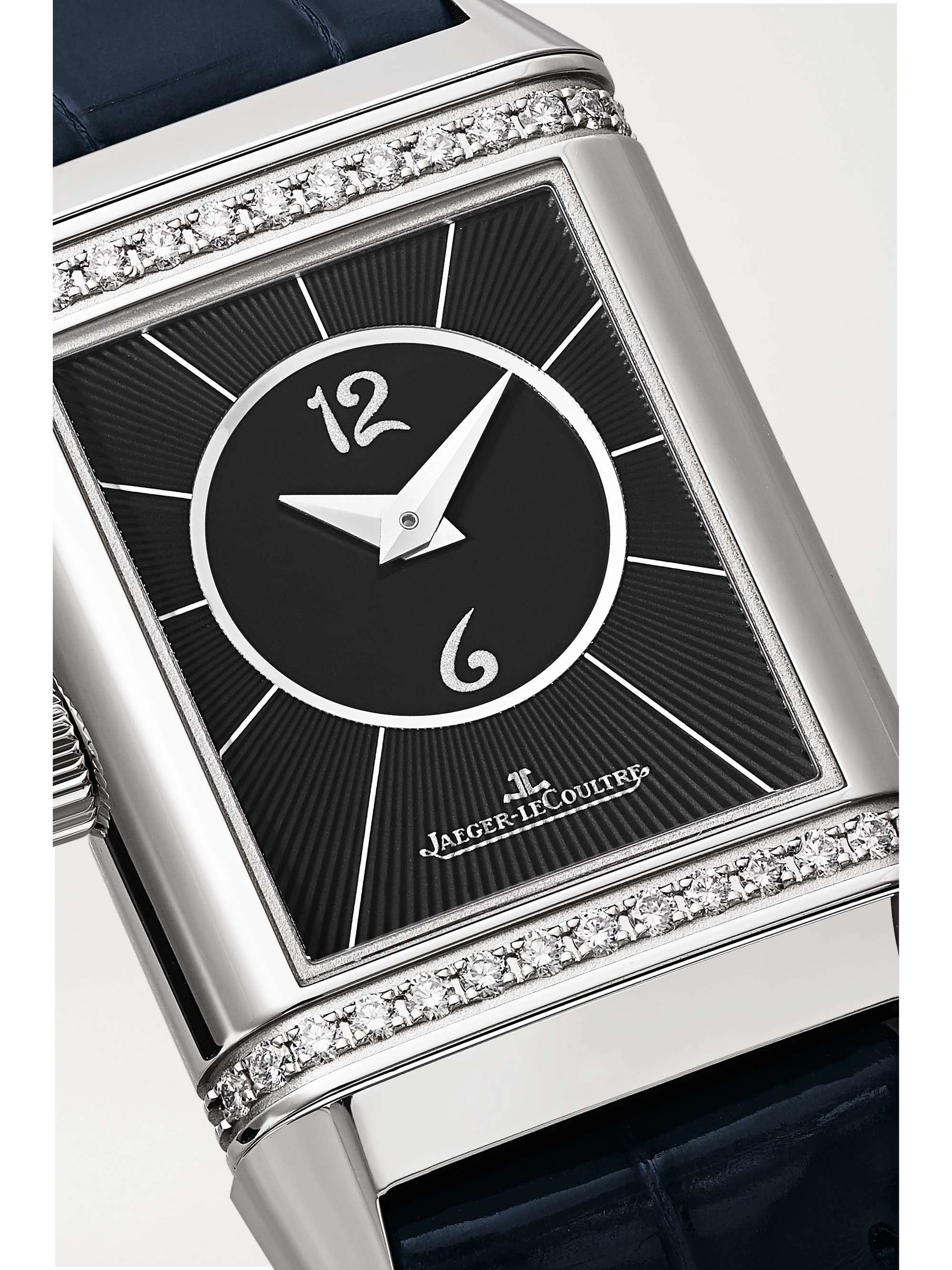 JAEGER LECOULTRE Reverso Classic Duetto 34.2mm x 21mm small stainless steel, alligator and diamond watch