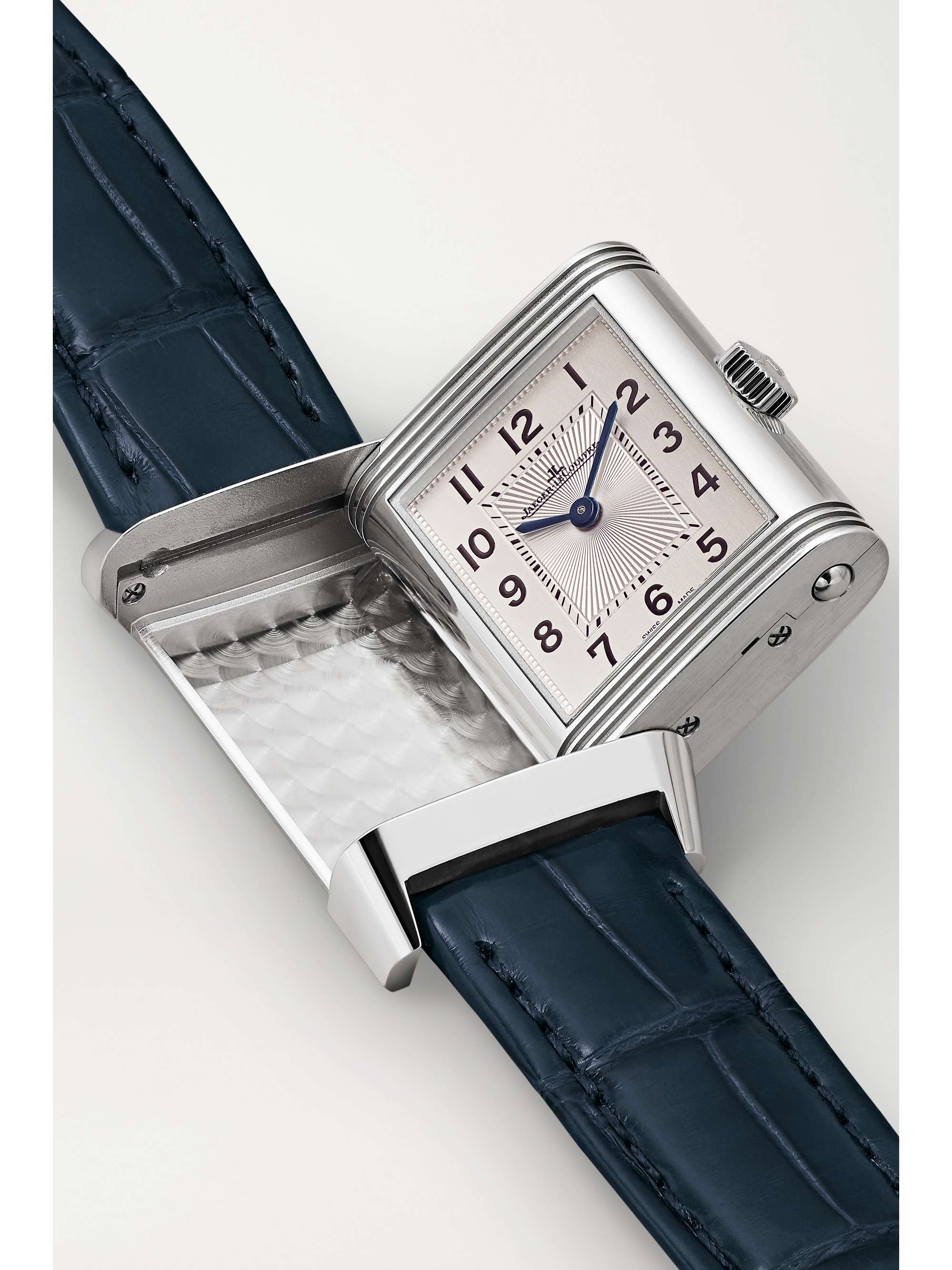 JAEGER LECOULTRE Reverso Classic Duetto 34.2mm x 21mm small stainless steel, alligator and diamond watch