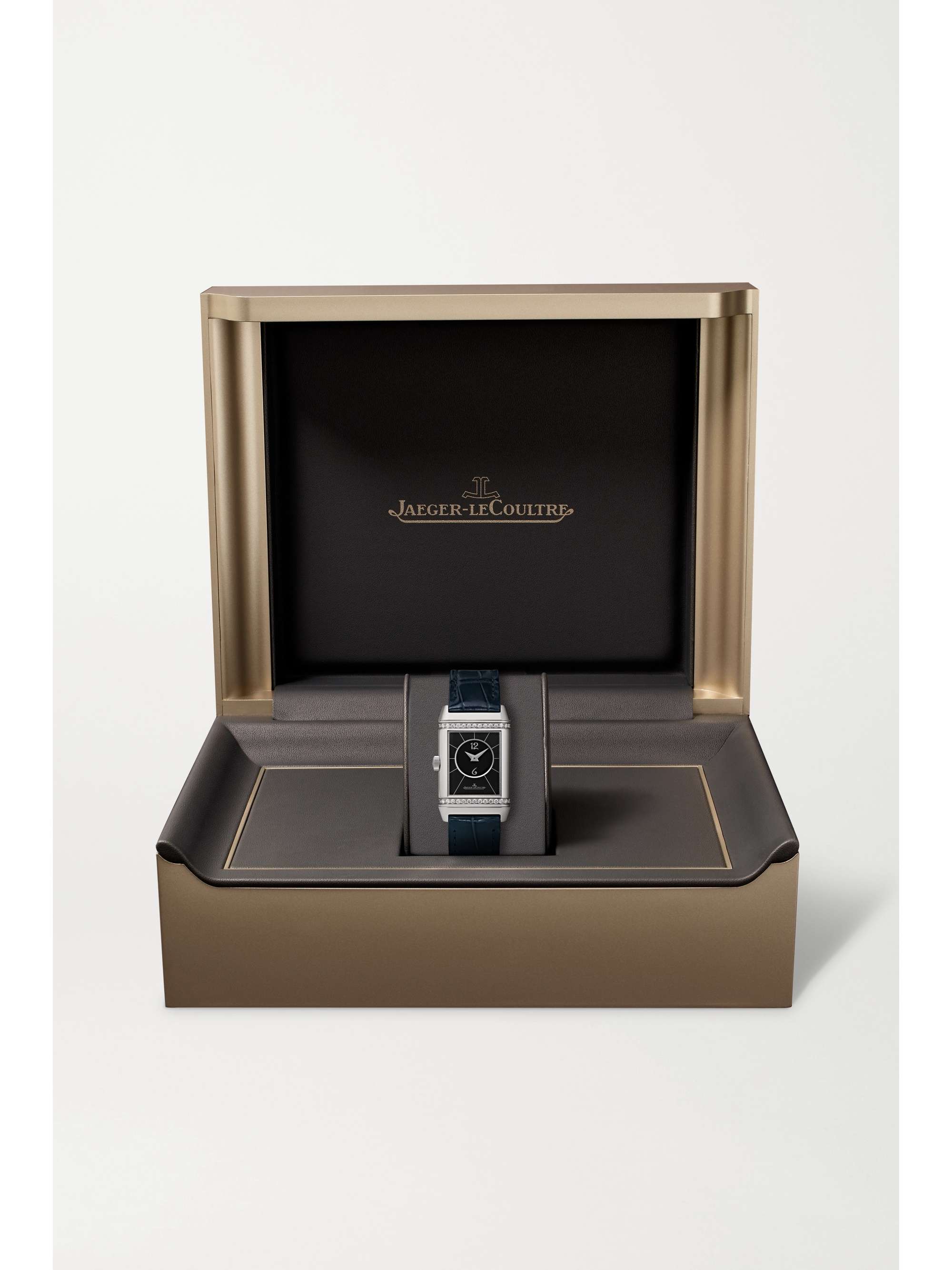 JAEGER LECOULTRE Reverso Classic Duetto 34.2mm x 21mm small stainless steel, alligator and diamond watch