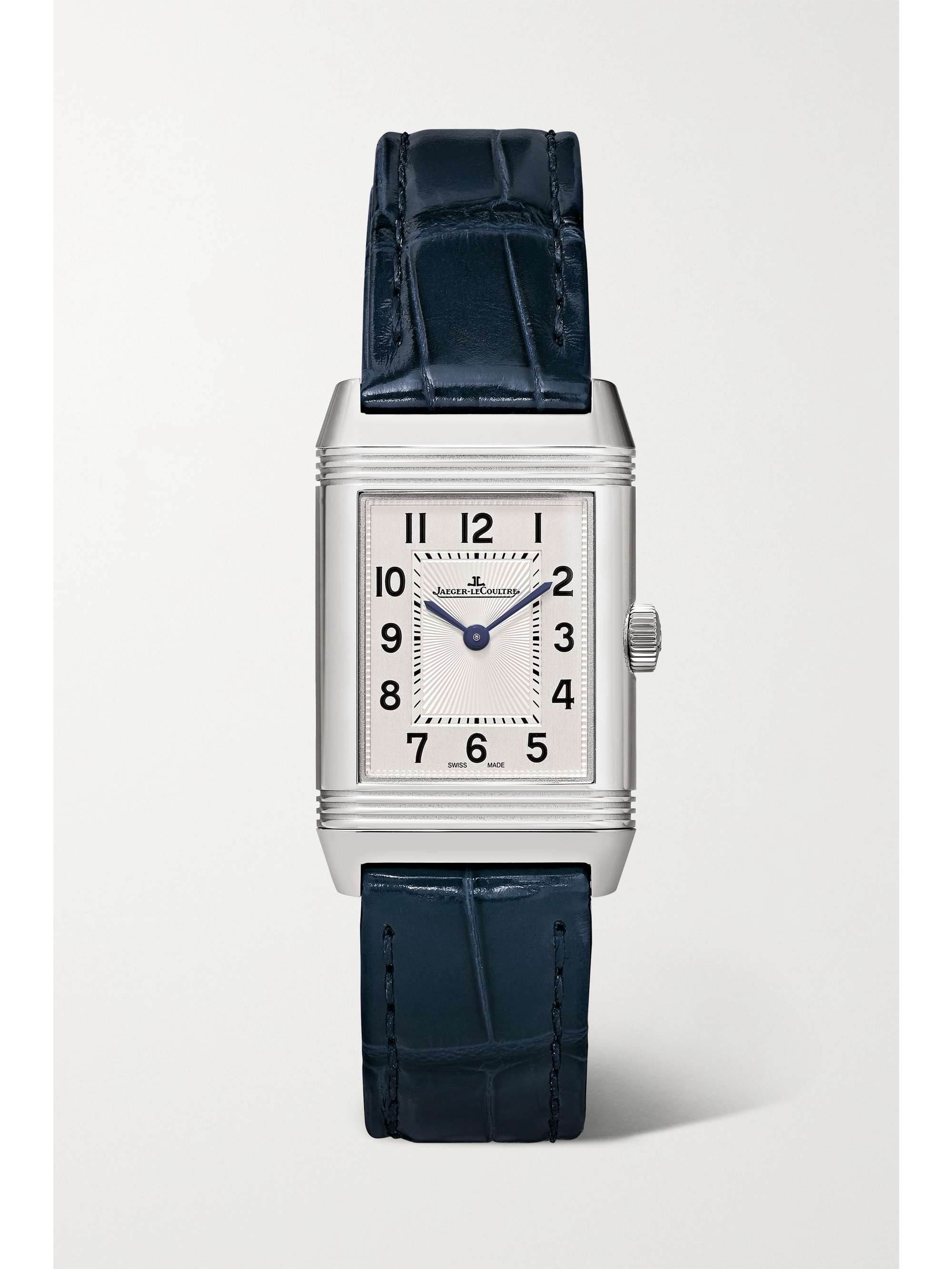 JAEGER LECOULTRE Reverso Classic Duetto 34.2mm x 21mm small stainless steel, alligator and diamond watch