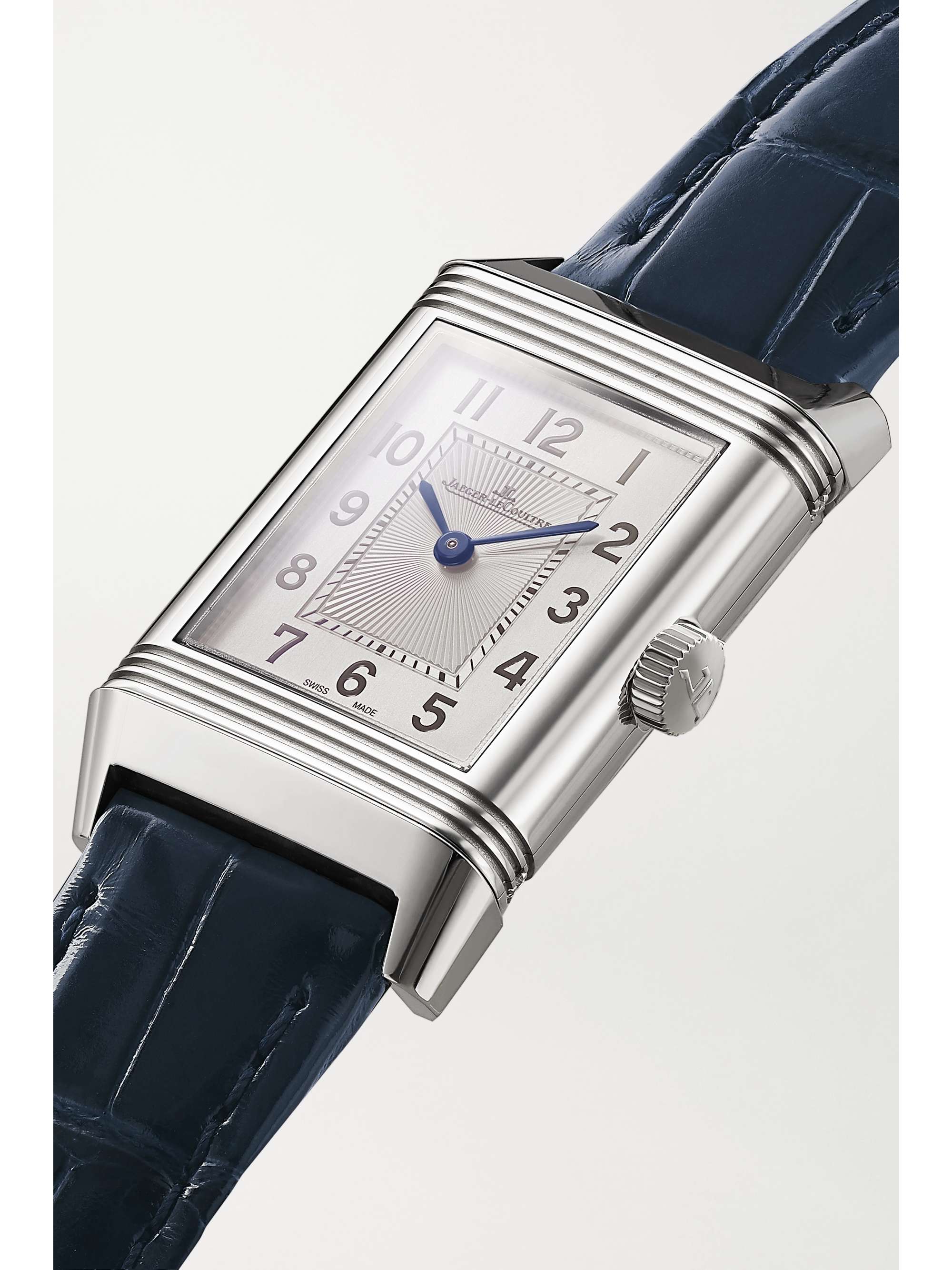 JAEGER LECOULTRE Reverso Classic Duetto 34.2mm x 21mm small stainless steel, alligator and diamond watch