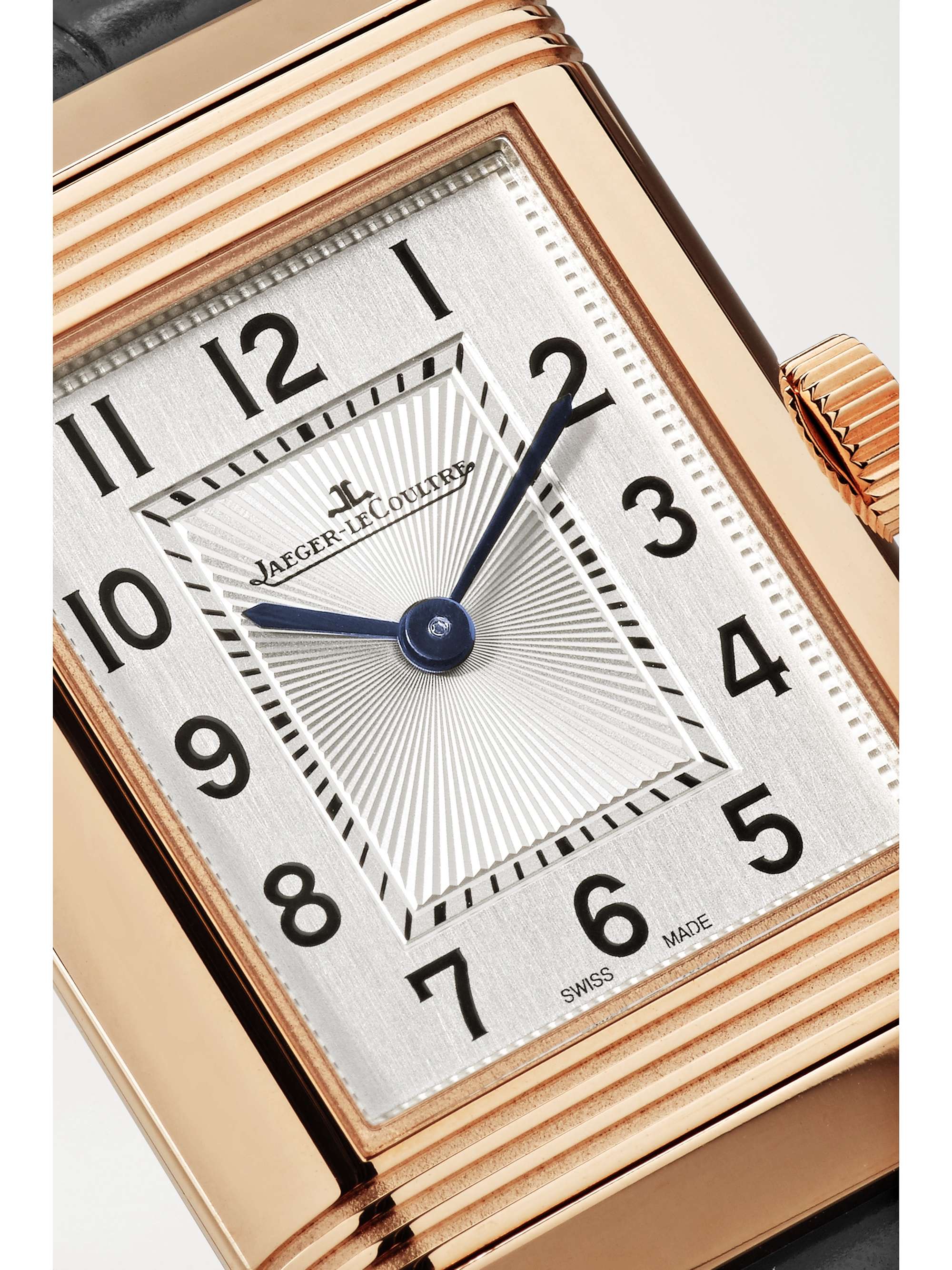 JAEGER LECOULTRE Reverso Classic Duetto hand-wound 34.2mm x 21mm small rose gold, alligator and diamond watch