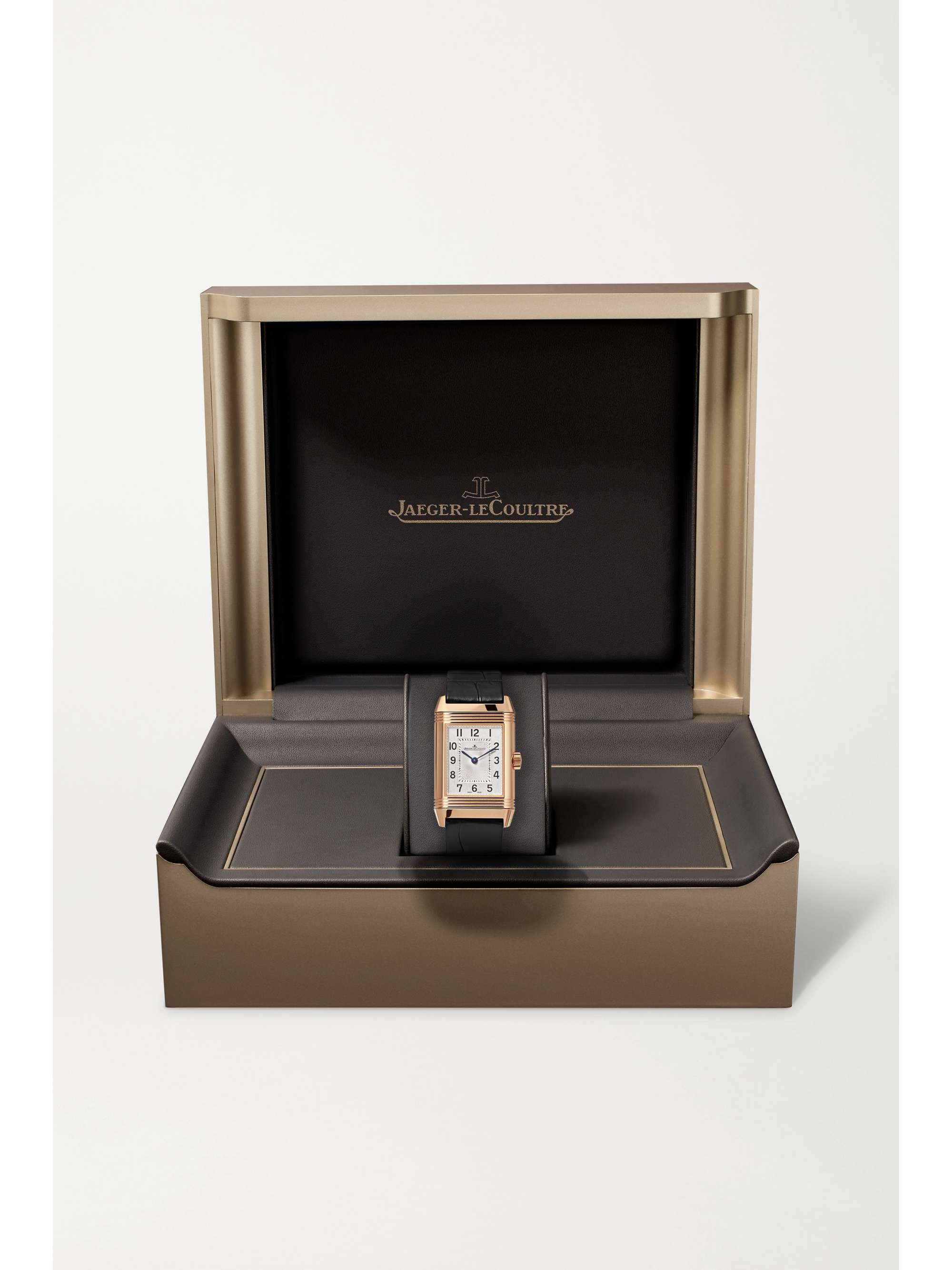 JAEGER LECOULTRE Reverso Classic Duetto hand-wound 34.2mm x 21mm small rose gold, alligator and diamond watch