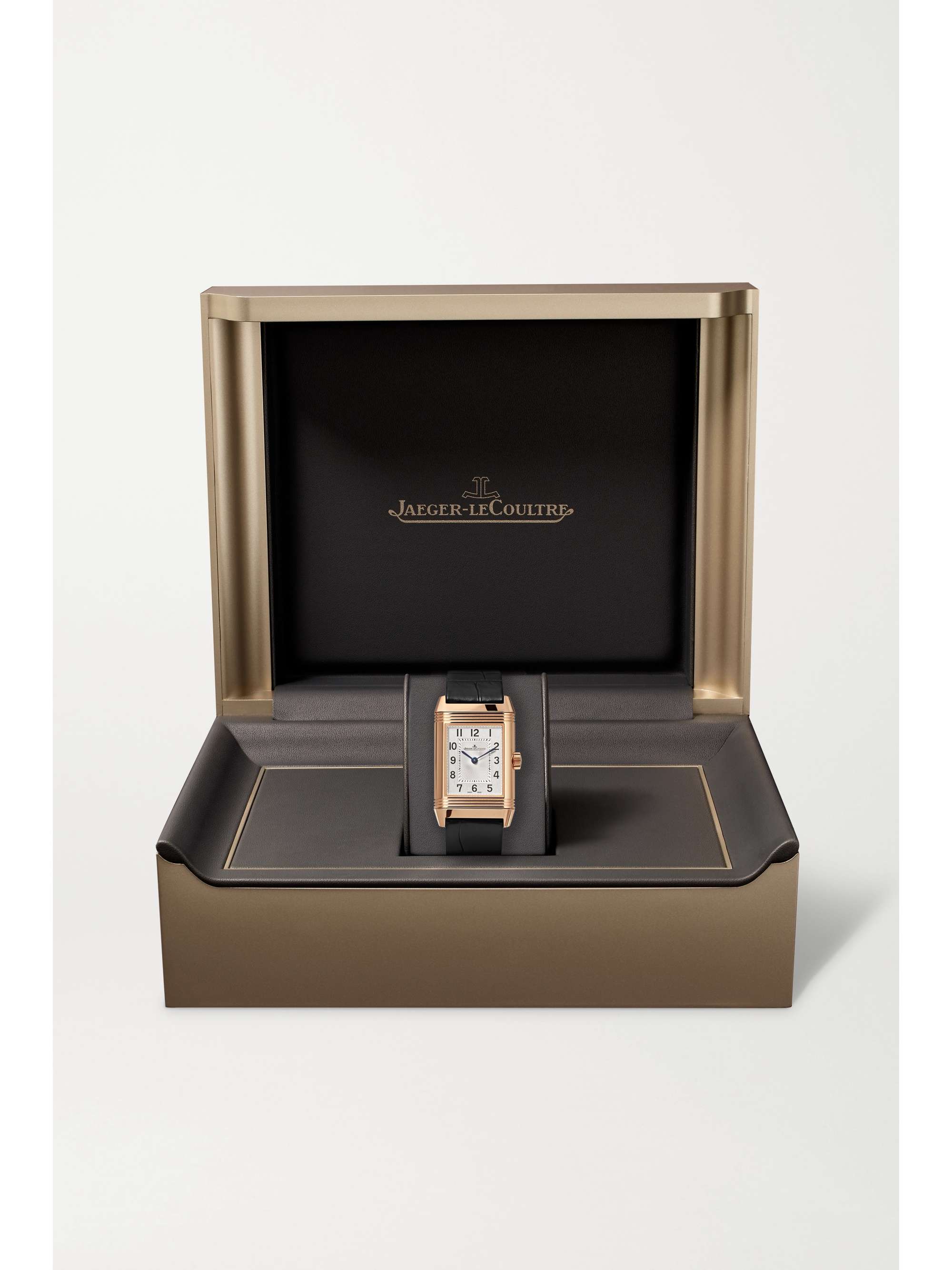 JAEGER LECOULTRE Reverso Classic Duetto hand-wound 34.2mm x 21mm small rose gold, alligator and diamond watch