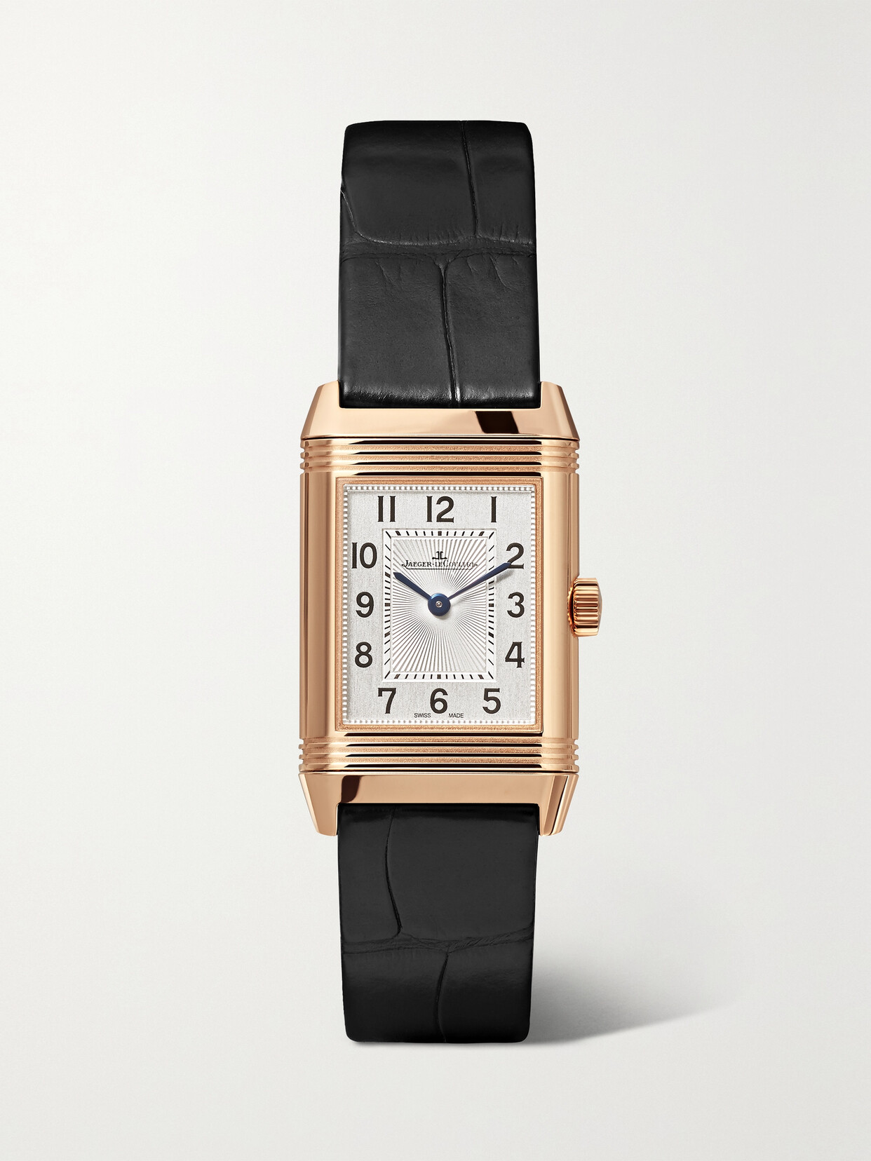 Jaeger-lecoultre Reverso Classic Duetto Hand-wound 34.2mm X 21mm Small Rose Gold, Alligator And Diamond Watch