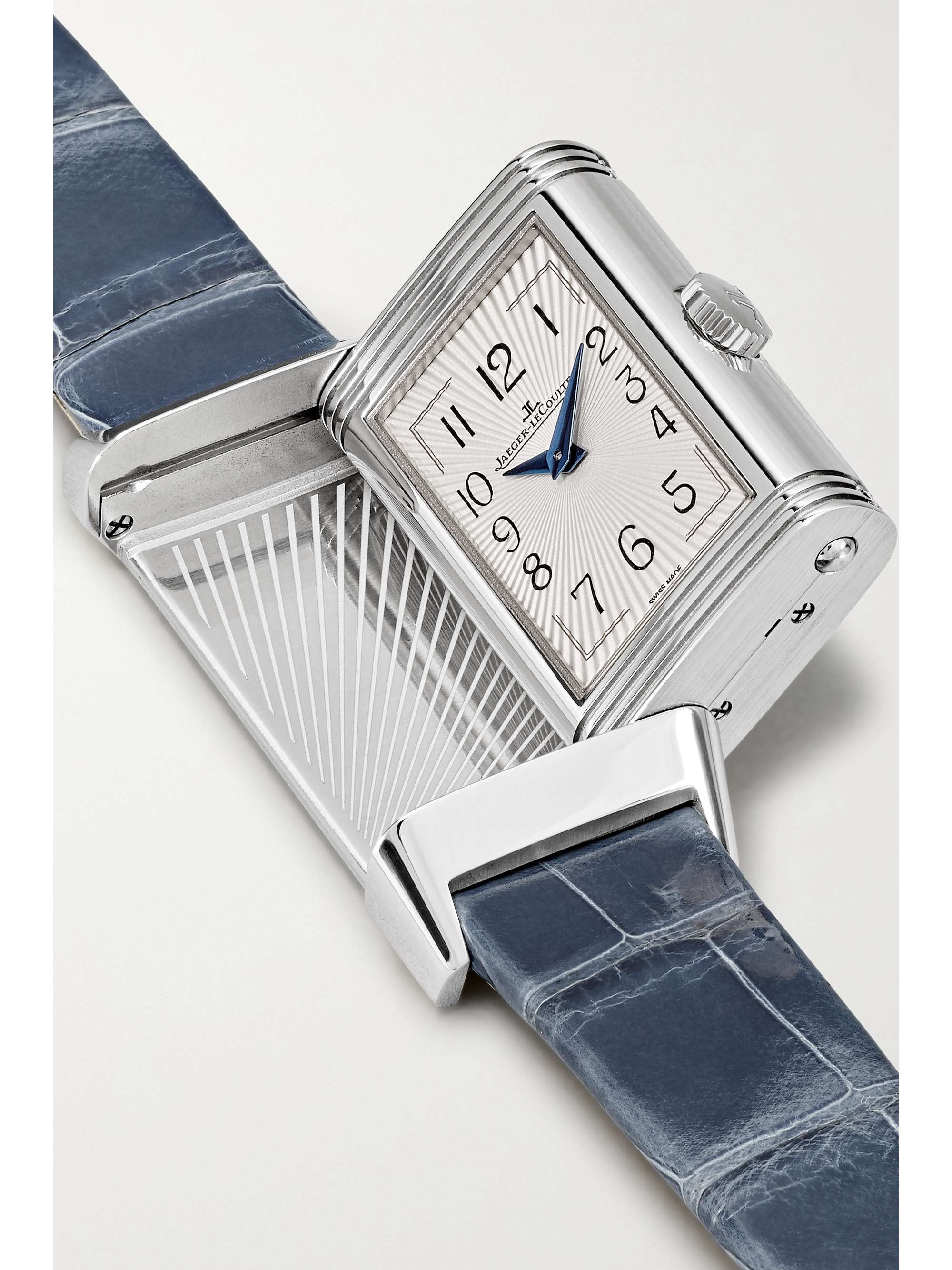 JAEGER LECOULTRE Reverso One Duetto Moon Hand-Wound Moon-Phase 40.1mm x 20mm stainless steel, alligator and diamond watch