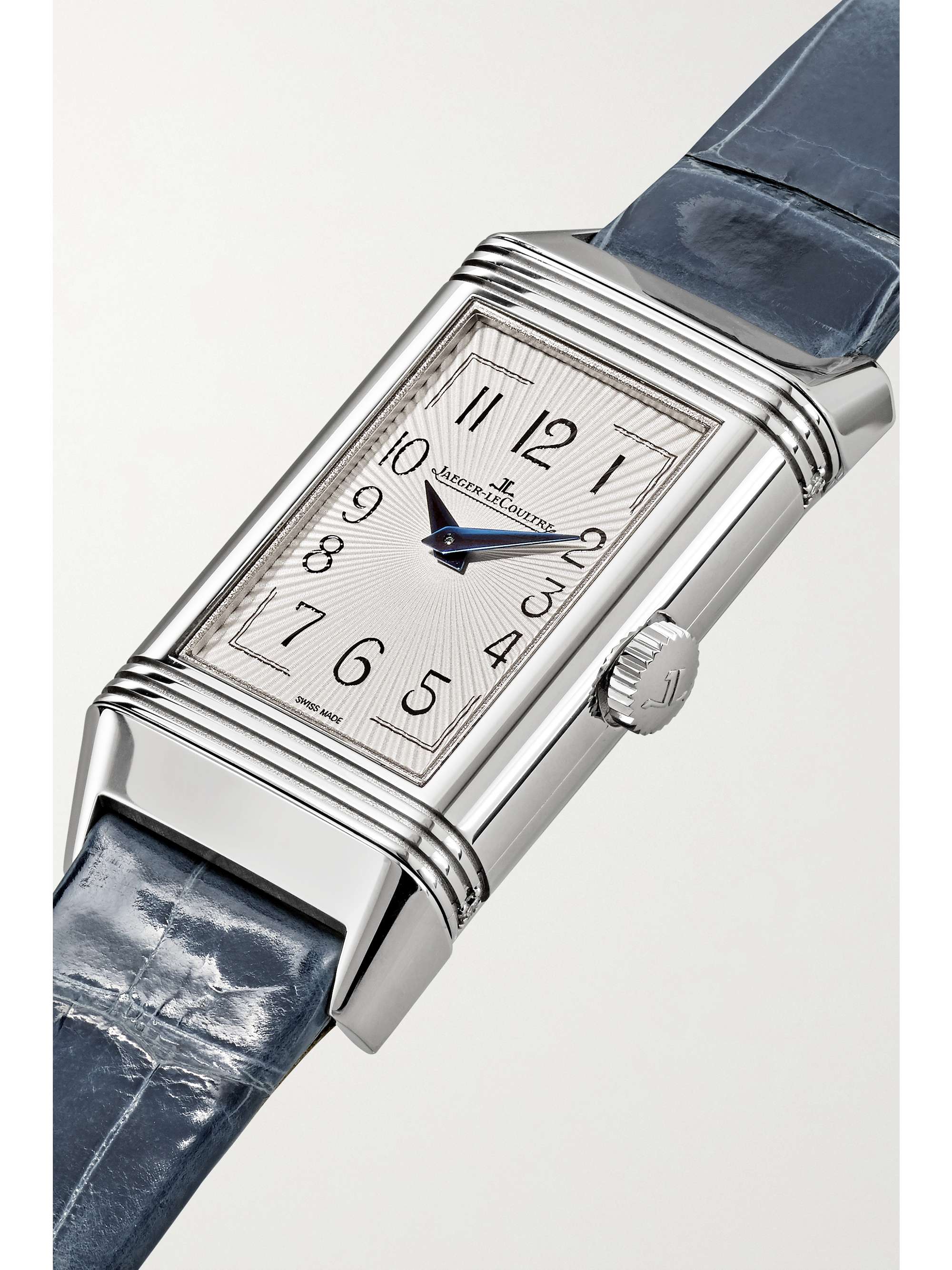 JAEGER LECOULTRE Reverso One Duetto Moon Hand-Wound Moon-Phase 40.1mm x 20mm stainless steel, alligator and diamond watch